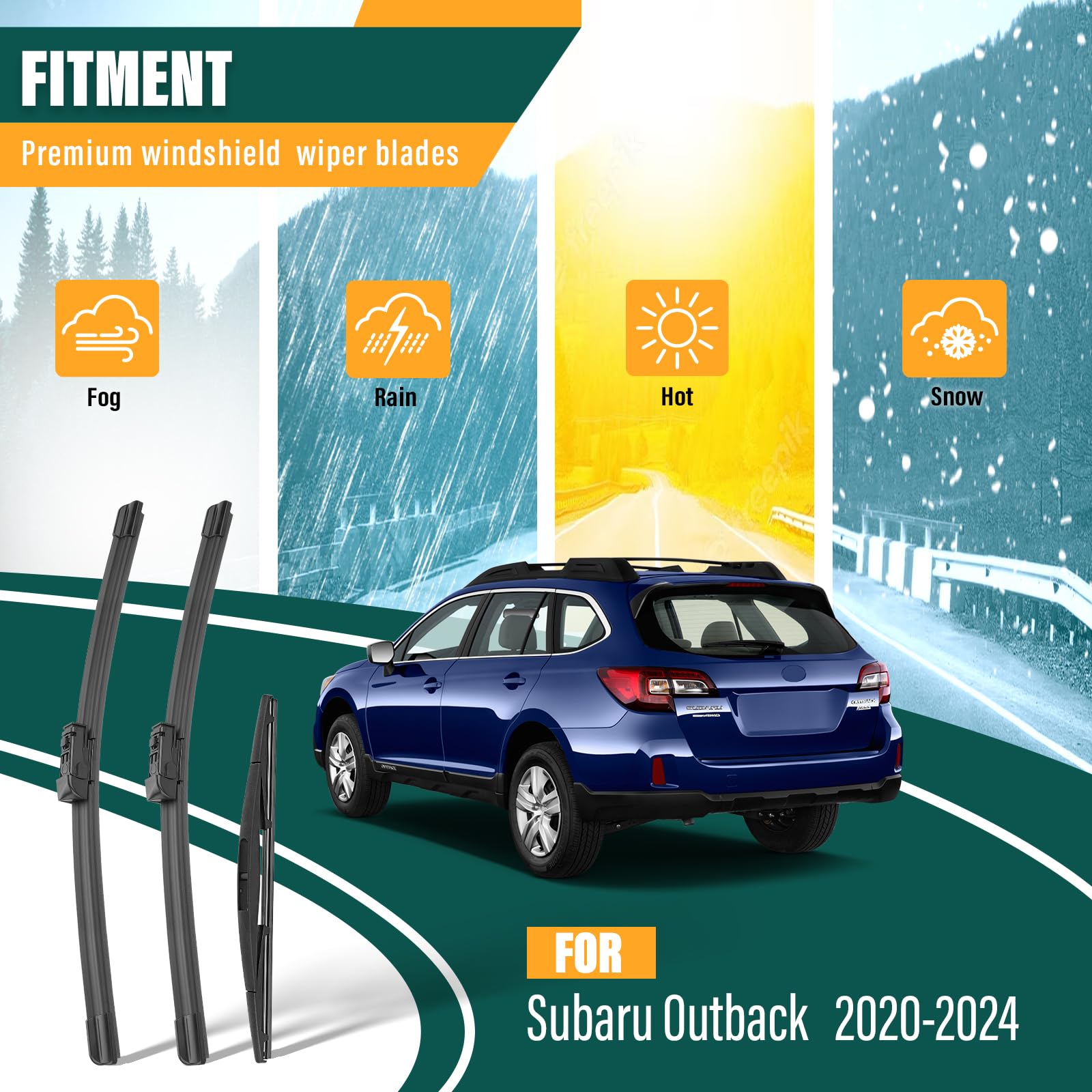 Kvq Windshield Wiper Blades Replacement For Subaru Outback 2020 2021 2022 2023 2024 Original Factory Quality Front Rear Wiper Bl