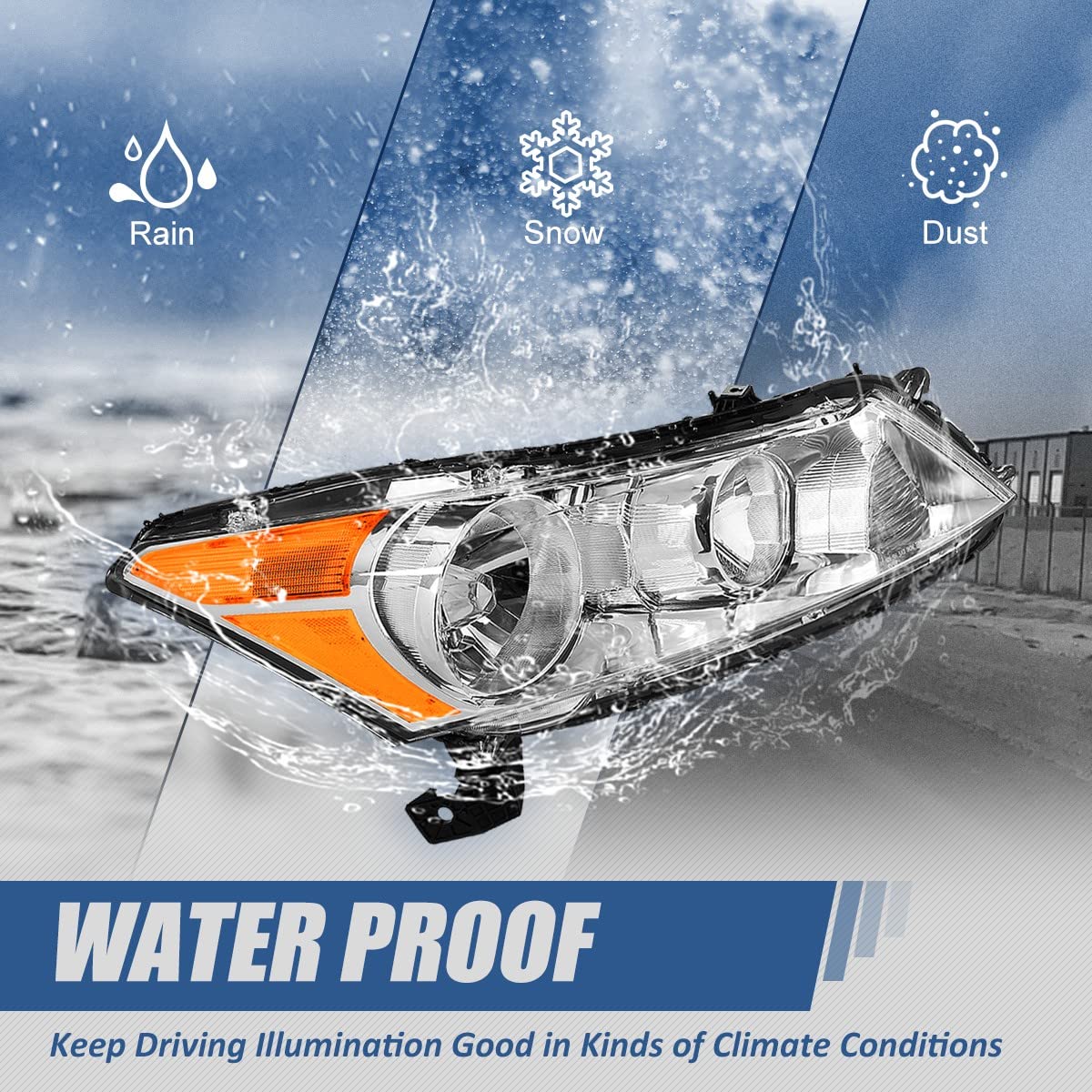 Auto Dynasty Halogen Model Factory Style Headlights Assembly Compatible With Honda Accord Sedan 4-Door 2008 2009 2010 2011 2012,