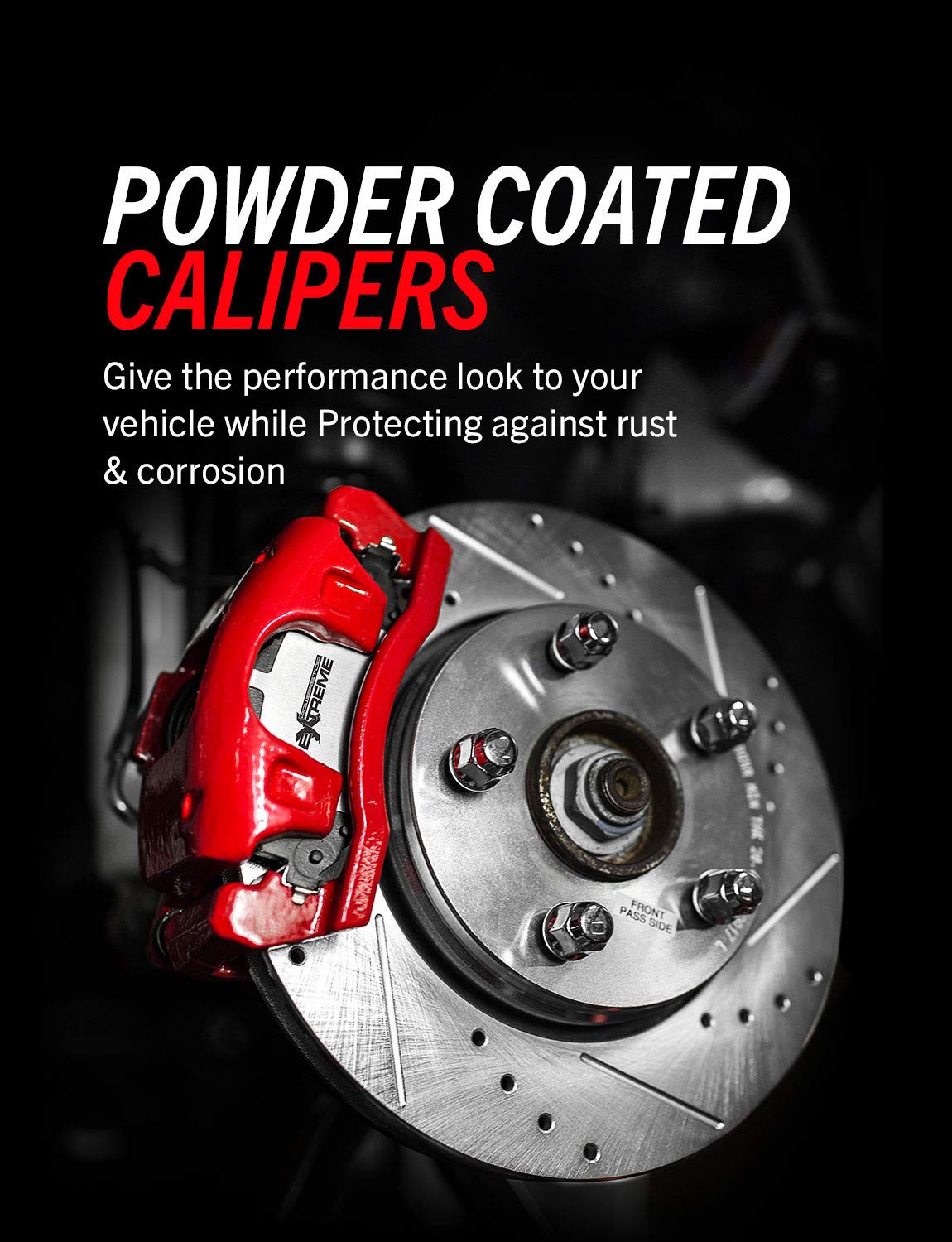 Power Stop Front S4844 Pair of High-Temp Red Powder Coated Calipers For Jeep Liberty 2002-2007 [Model Specific]