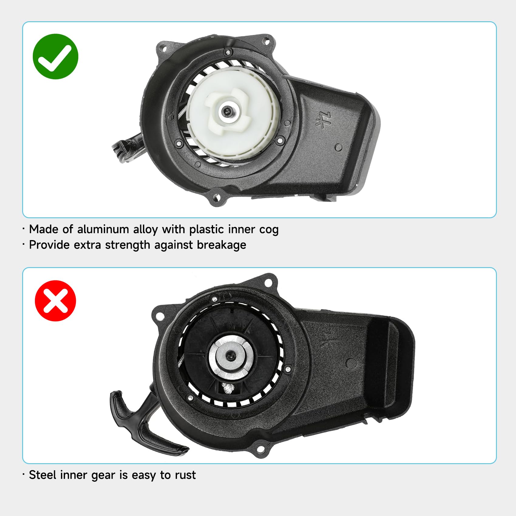 FVRITO Recoil Starter Pull Start Assembly for 50cc Dirt Bike, 47cc 49cc Mini ATV, Go Kart Parts - Black