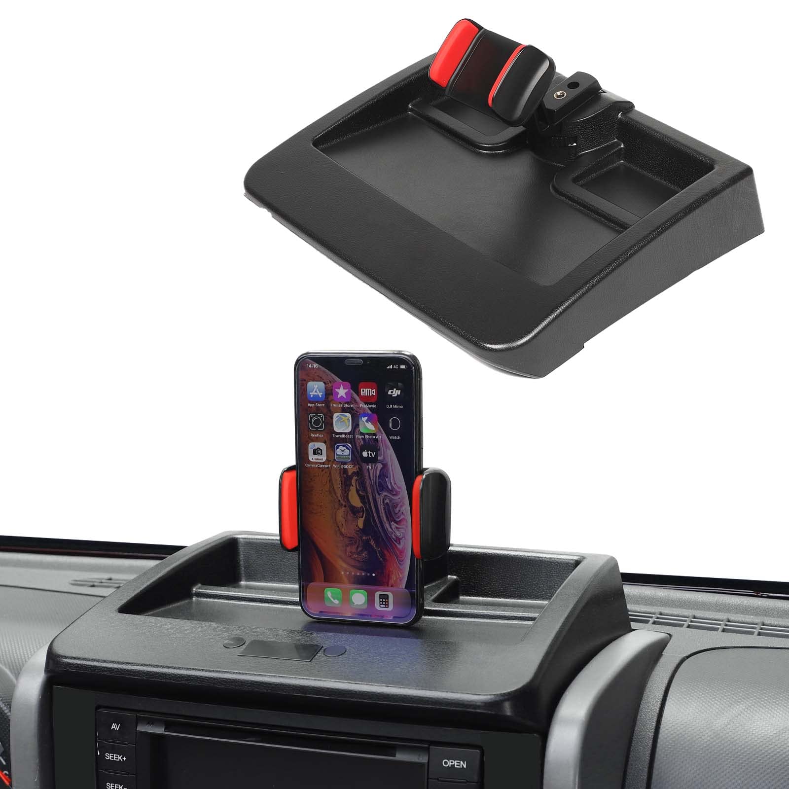 Voodonala for Jeep JK Phone Holder with Storage Cell Phone Dash Multi-Mount for 2007-2011 Jeep Wrangler JK JKU, Black