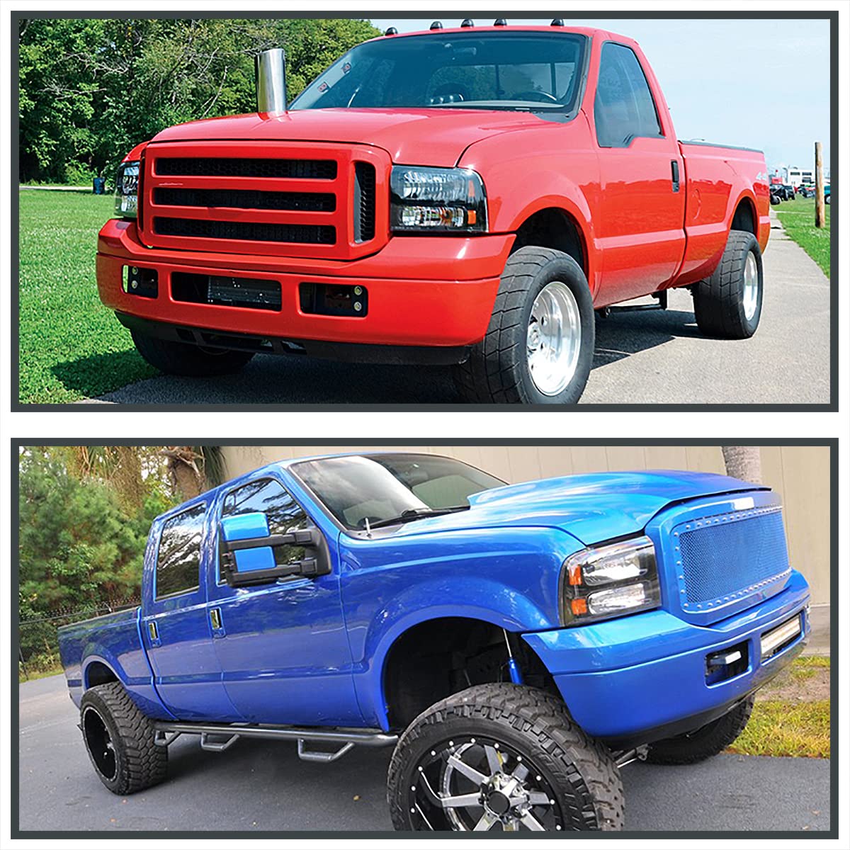 Spec-D Tuning Black Clear Headlights Compatible With 1999-2004 Ford F250 F350 F450 Super Duty, 2000-2004 Excursion, L+R Pair Head Light Lamp Assembly