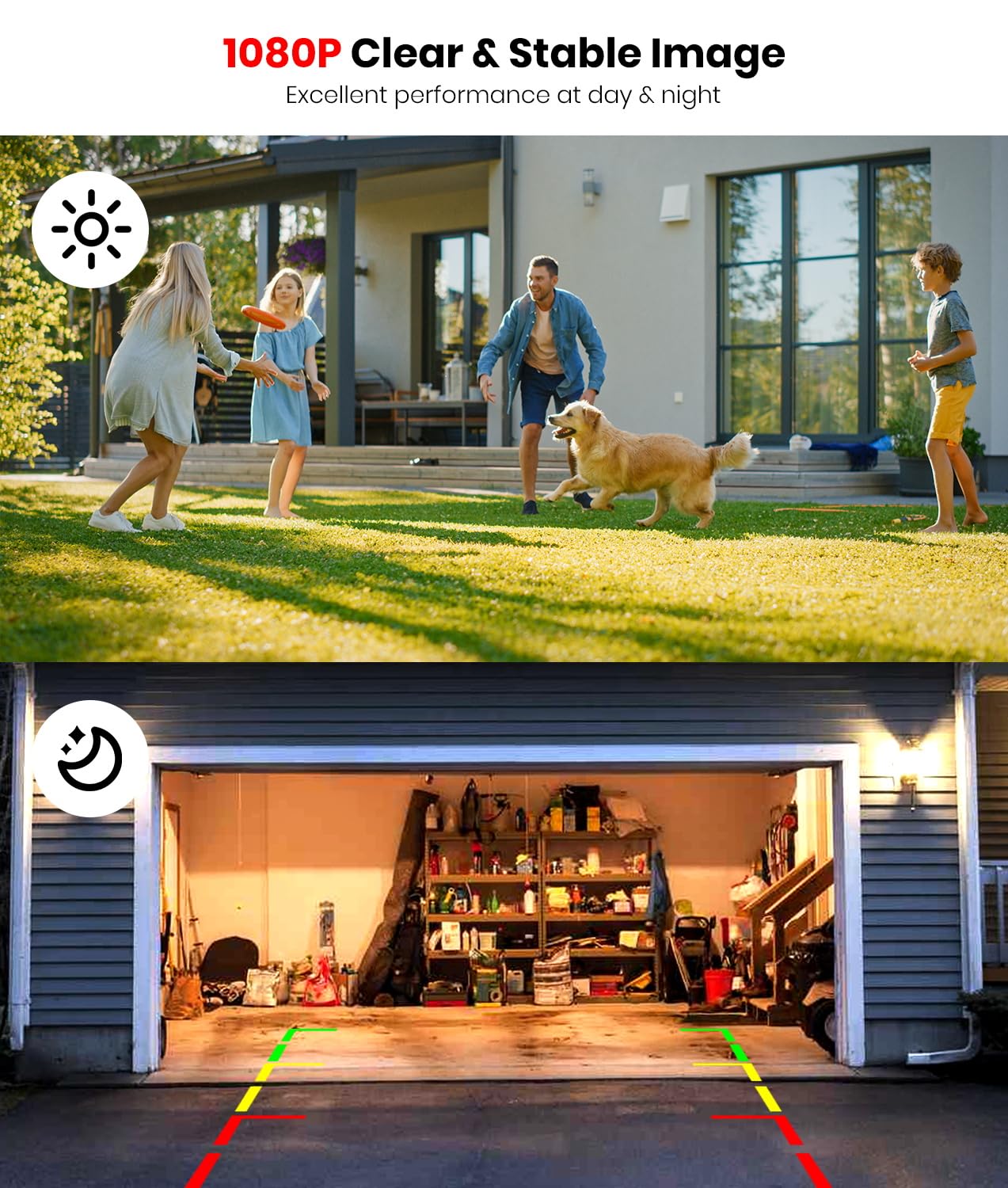 Foxpark Solar Wireless Backup Camera With Hd 1080P 5'' Monitor,3 Mins Diy Installation, Ip69K Waterproof Back Up Camera Systems,