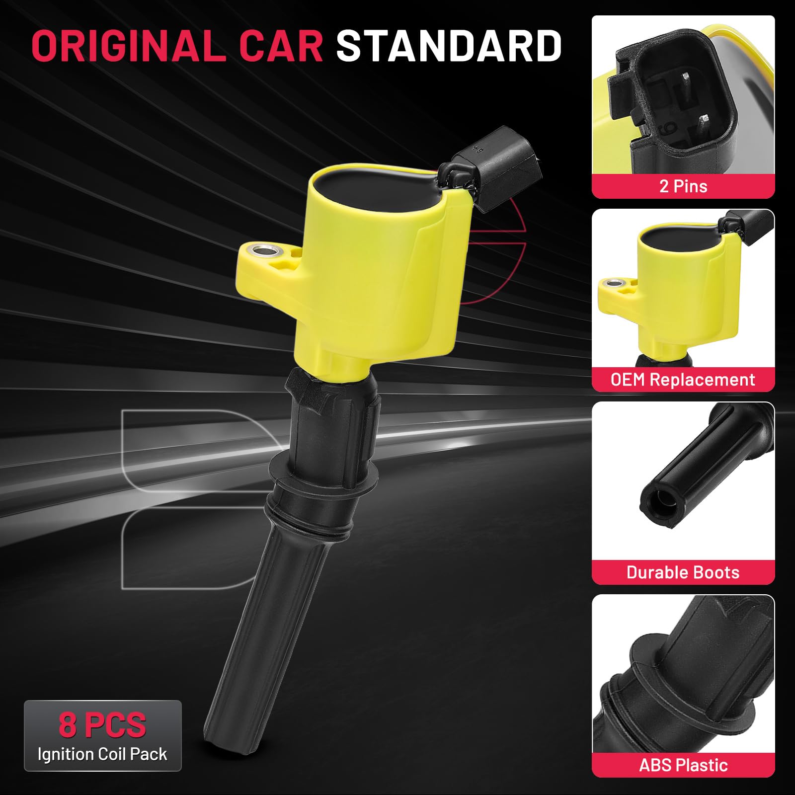 BDFHYK Ignition Coil Pack Set of 8 Compatible with Lincoln Mercury Explorer Crown Victoria F-150 F-250 Mustang 4.6L 5.4L V8 Engi