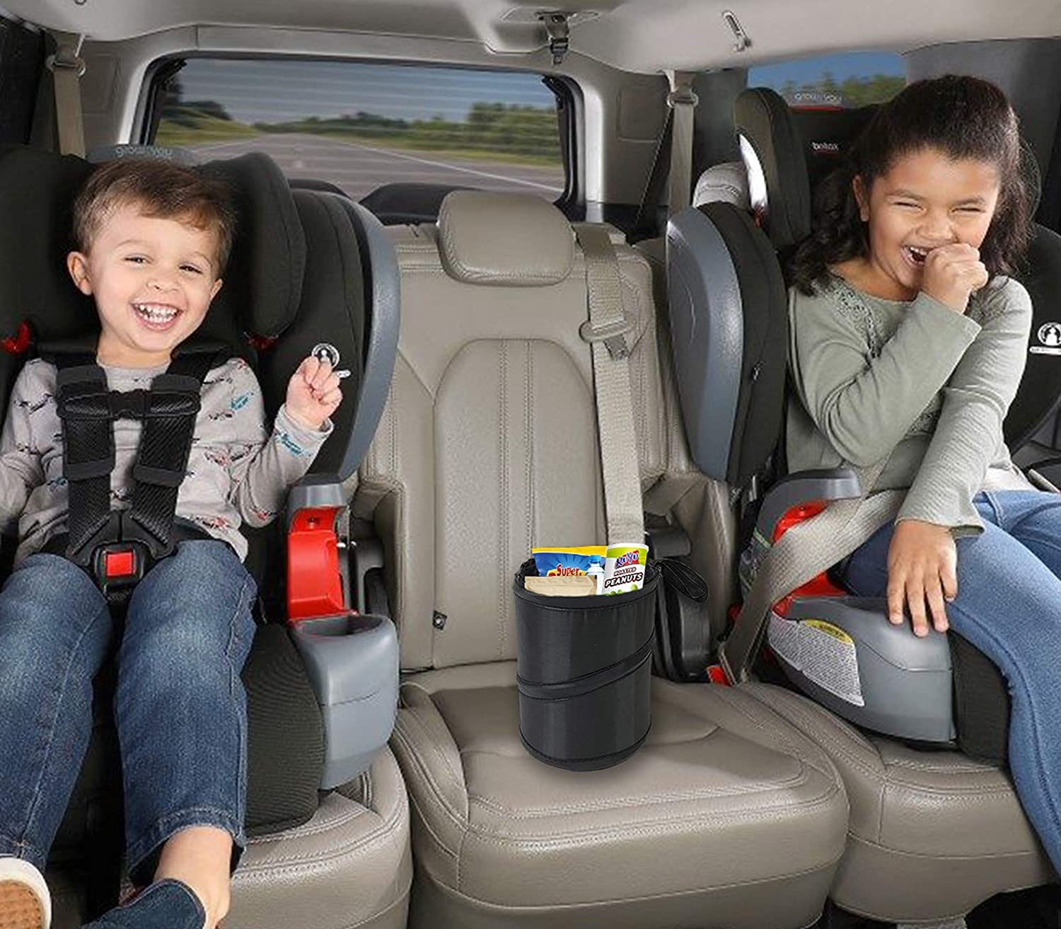 Kitbest Car Trash Can, Leak Proof Garbage Bin, Collapsible Pop-Up Water Proof Bag, Portable Waste Basket Bin, Rubbish Bin (Black