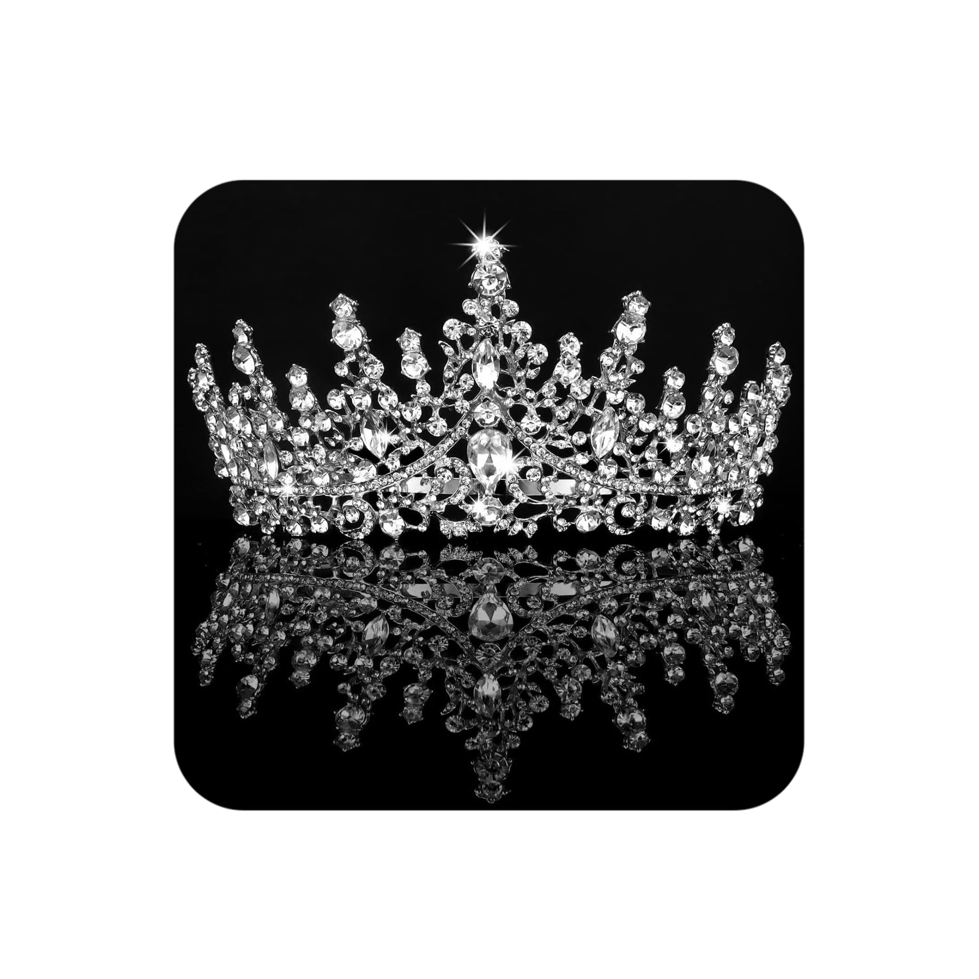 COCIDE White Tiaras and Crowns for Women Crystal Princess Queen Crowns for Women Rhinestone Tiaras for Girls Bride Wedding Hair Accessories for Bridal Birthday Party Prom Halloween Cosplay Christmas-New