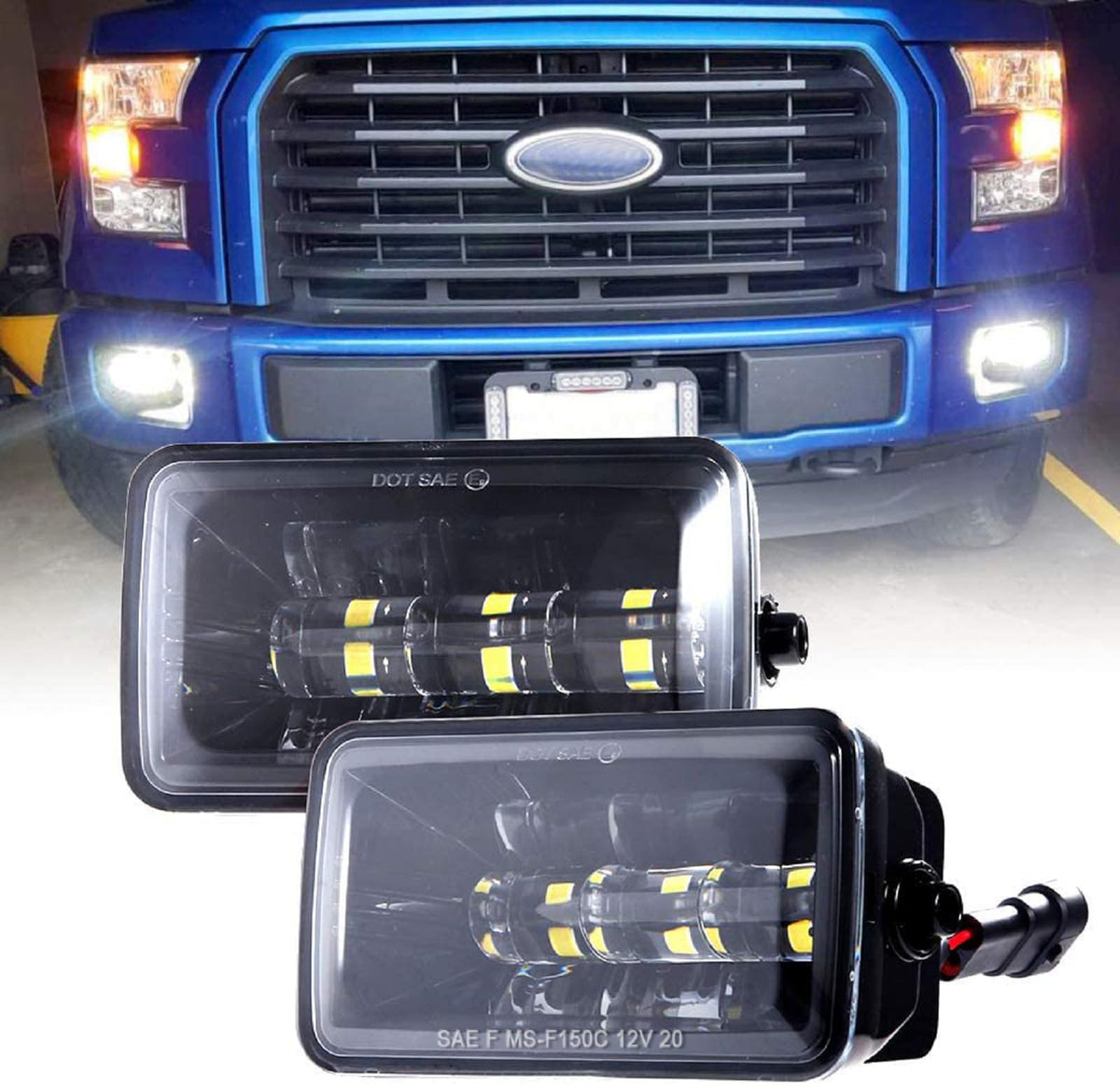 BICYACO Upgrade LED Fog Lights for 2015-2020 Ford F150, 4 Inch LED Fog Light Assembly Kit,36W Waterproof LED Bumper Lamps Set-1 