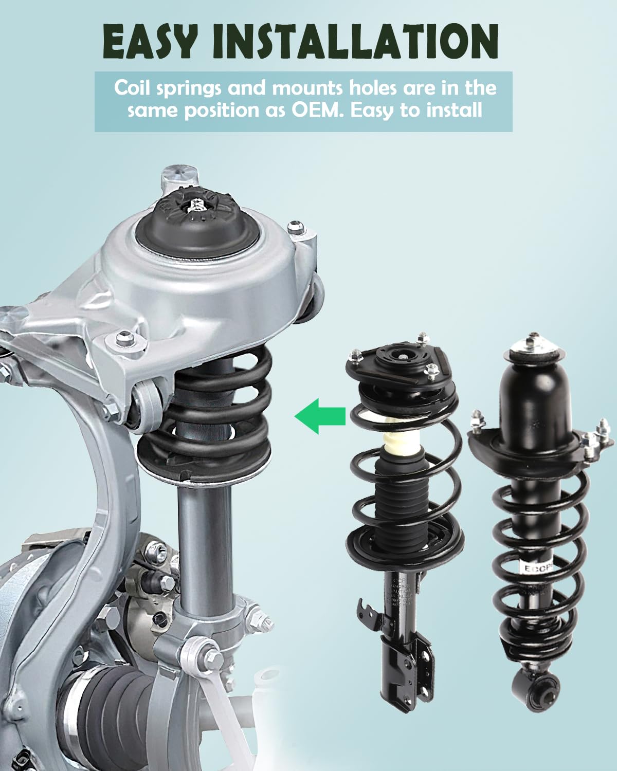 Scitoo Front And Rear Complete Struts Spring Assembly Shocks Struts Fits 2005-2010 For Scion Tc Quick Struts 172391 172400L - Se