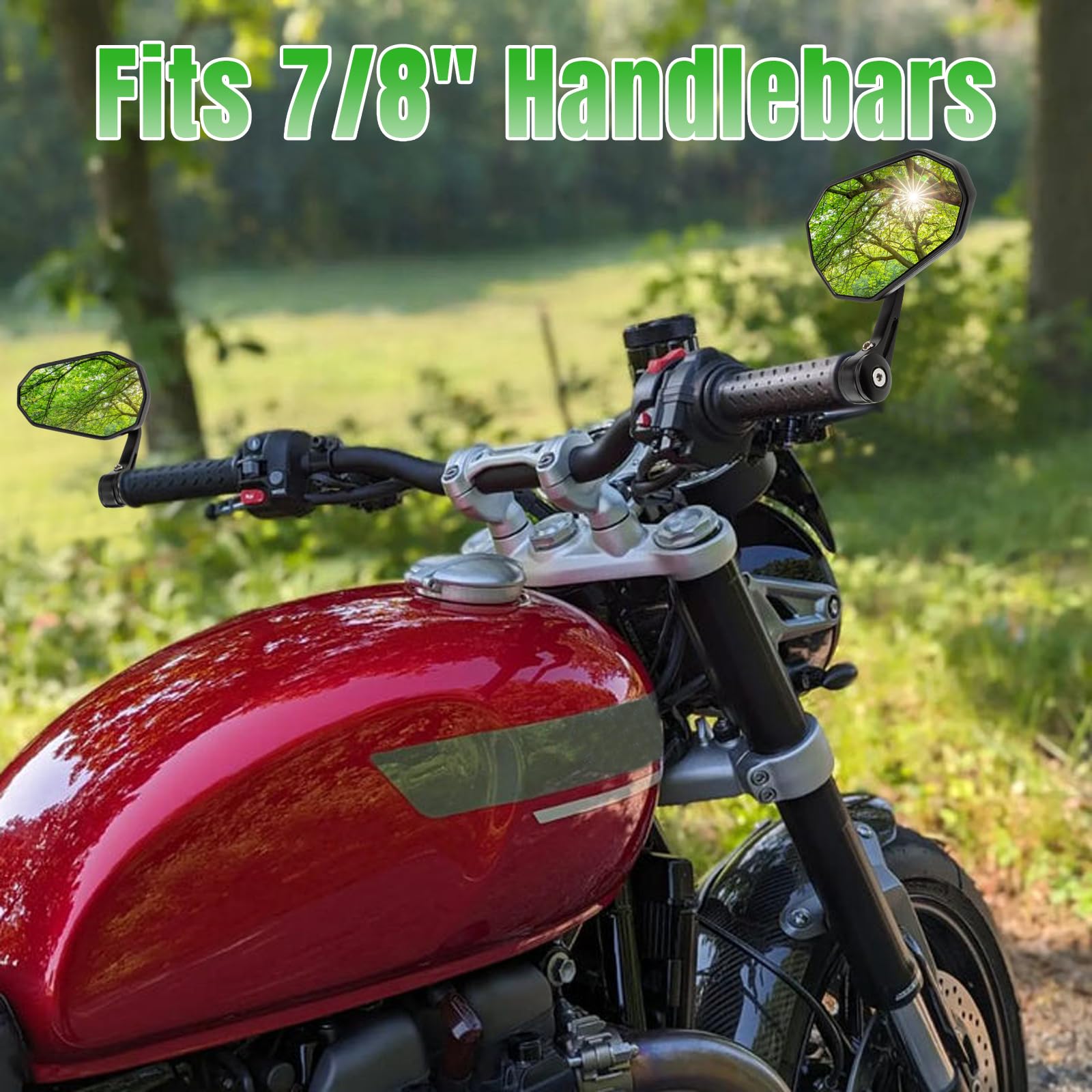 CICMOD Motorcycle Bar End Mirrors 7/8 Handlebar Rear View Side Mirrors Universal Fit for Scooter, ATV, Dirt Bike, Cruiser - 1