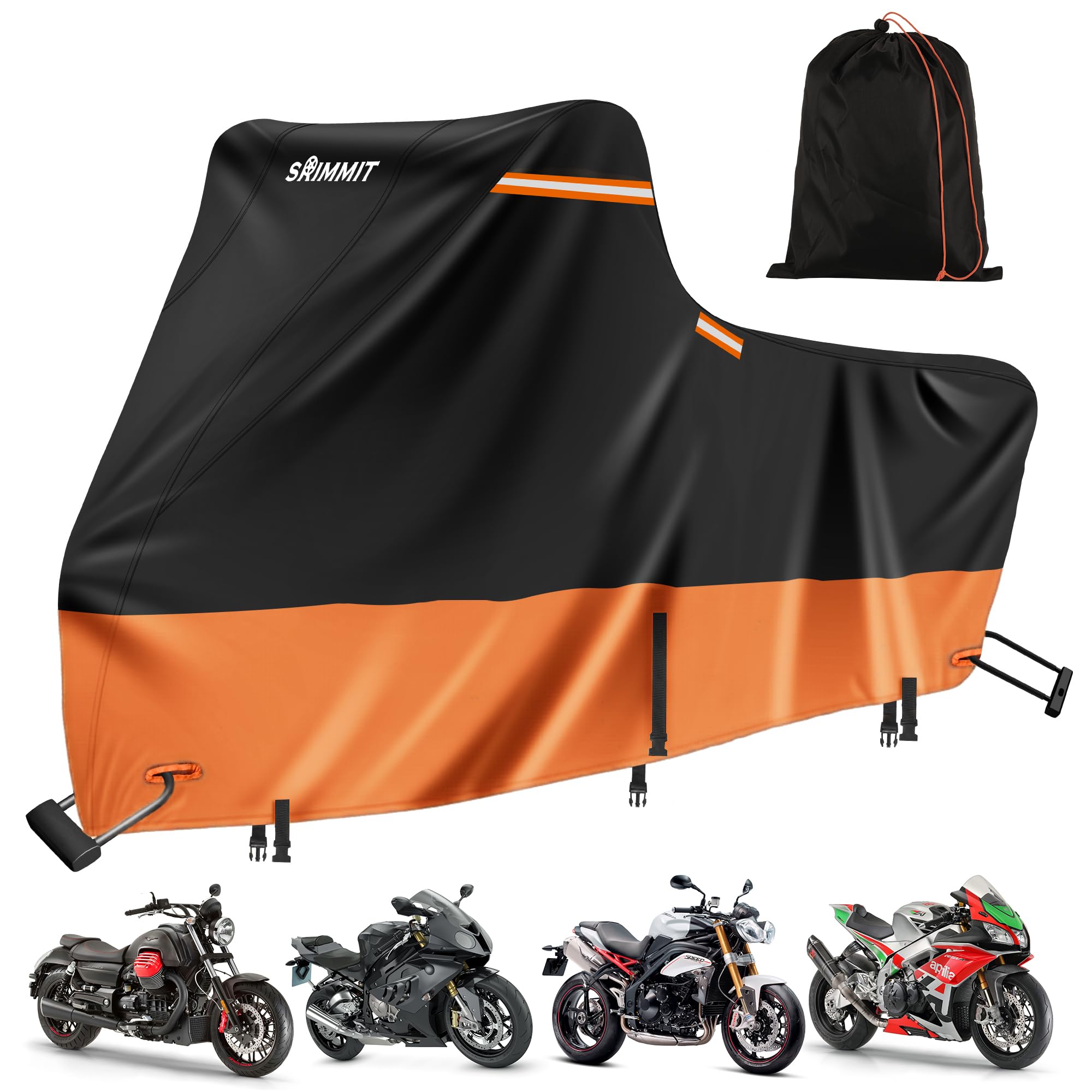 Motorcycle Covers Waterproof Outdoor Storage,420D Powersports Vehicle Covers,5 Reflective Strips,2 Air Vents For Fat Boy,Street