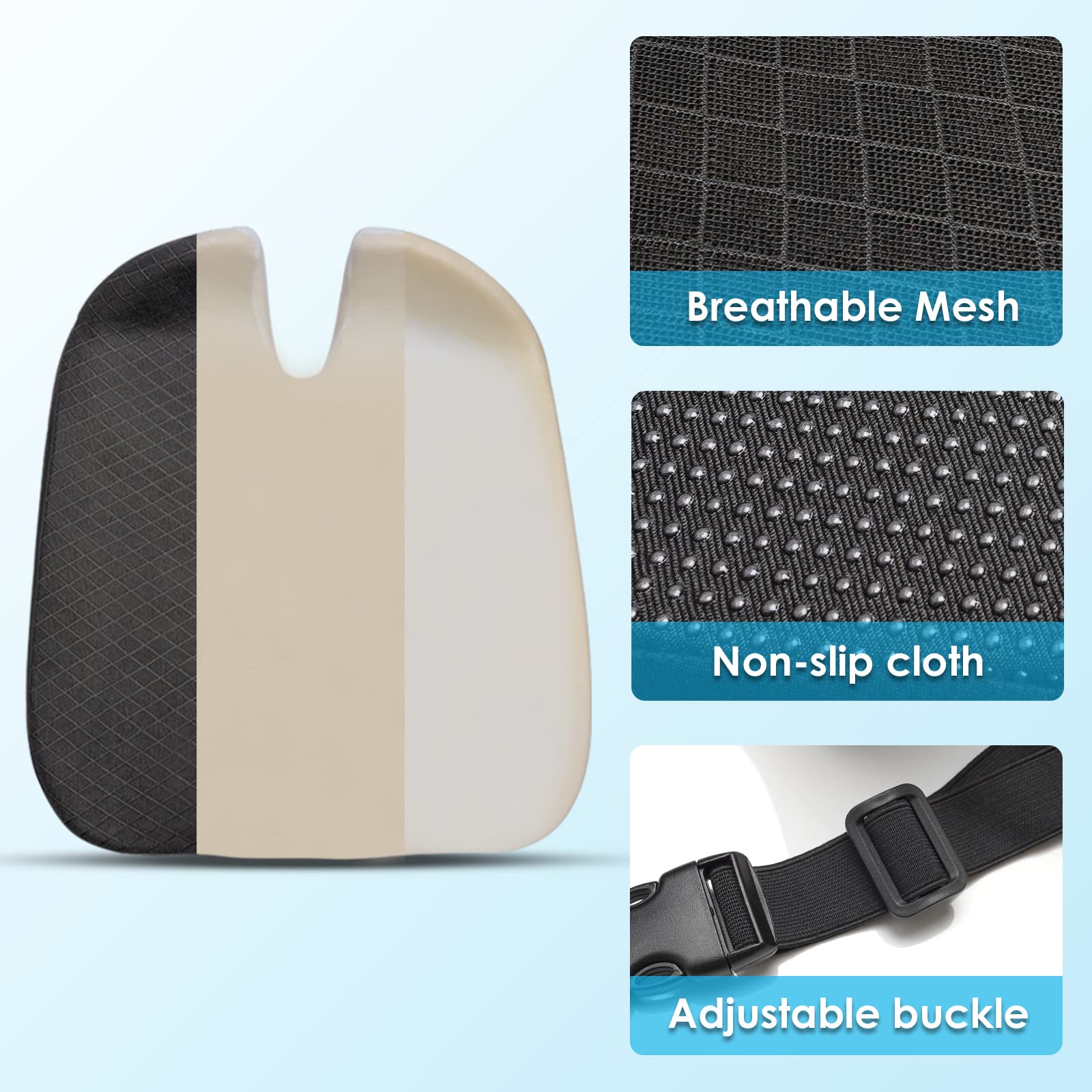 2023 Upgrades Car Coccyx Seat Cushion Pad For Sciatica Tailbone Pain Relief, Heightening Wedge Booster Seat Cushion For Short People Driving, Truck Driver, For Truck Accessories Office Chair