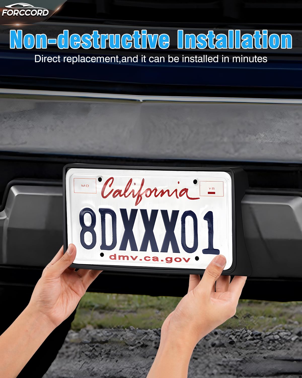 Forccord License Plate Frame Fit For 2014 2015 Chevy Silverado 1500 Front License Plate Frame Black Car Accessories Replacement