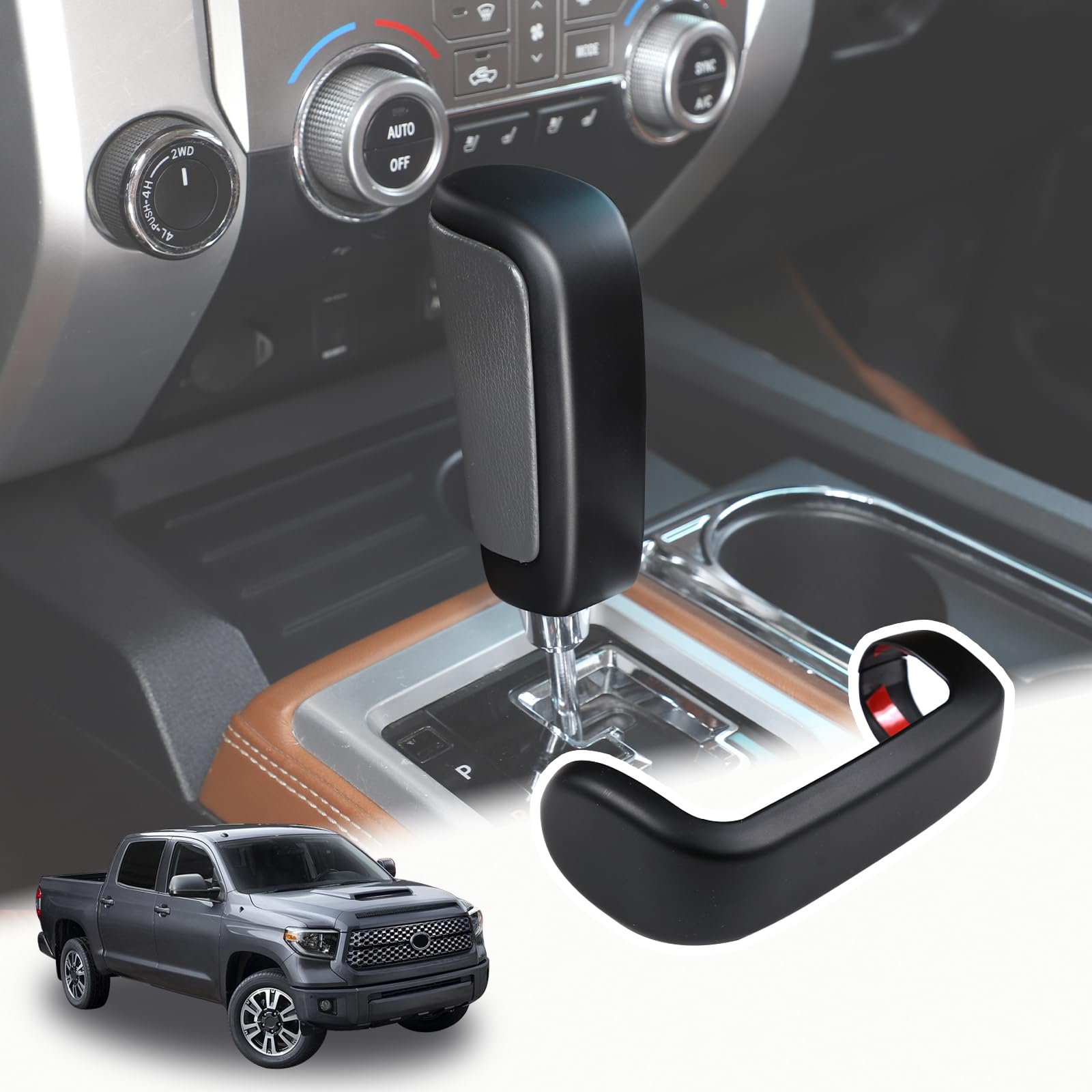 Llkuang Center Console Gear Shift Head Cover Trim Fit For Toyota Tundra 2014-2021 Car Accessories (Matte Black)