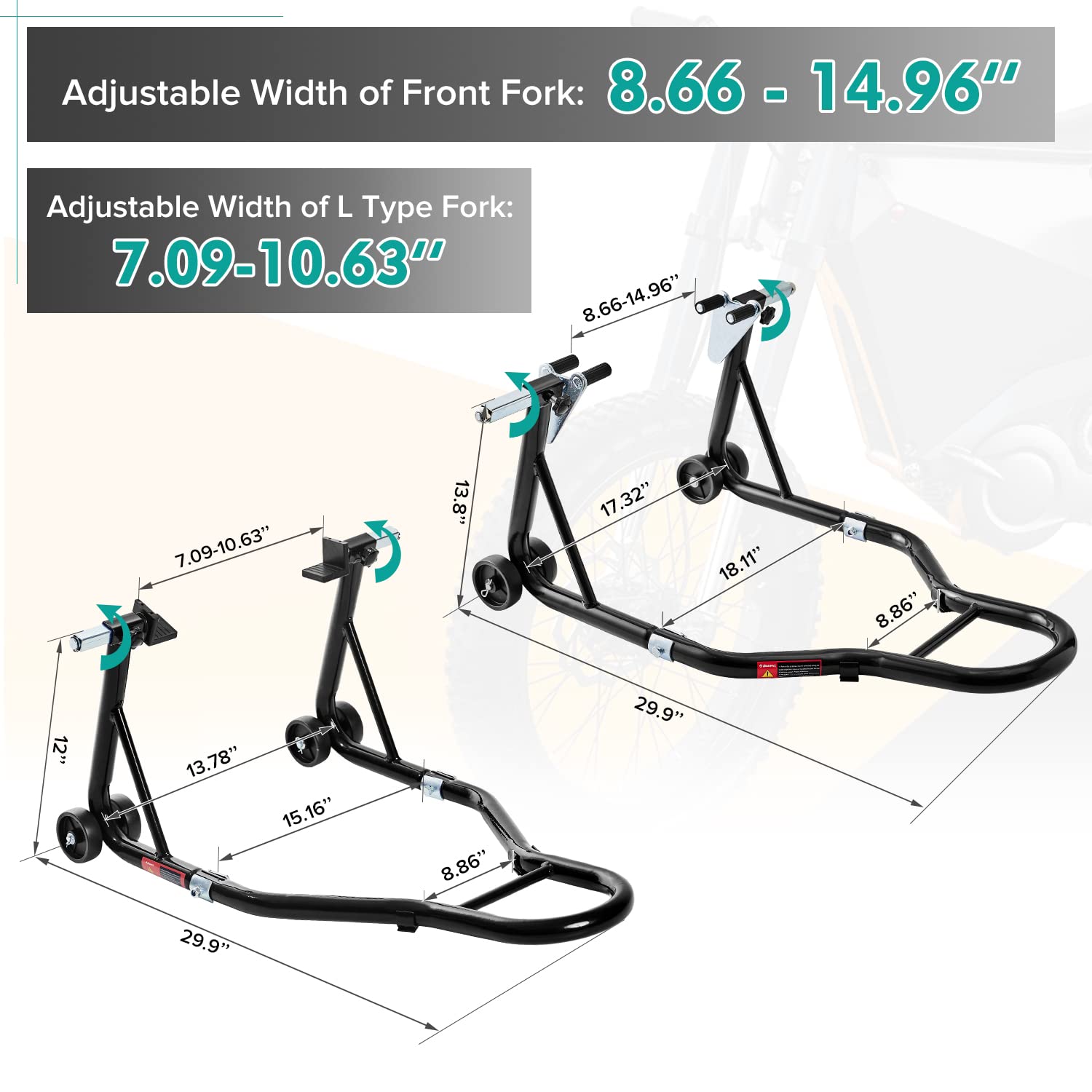 Donext Motorcycle Stand 850Lb Sport Bike Front And Rear Wheel Lift Swingarm Paddock Stands Black, L