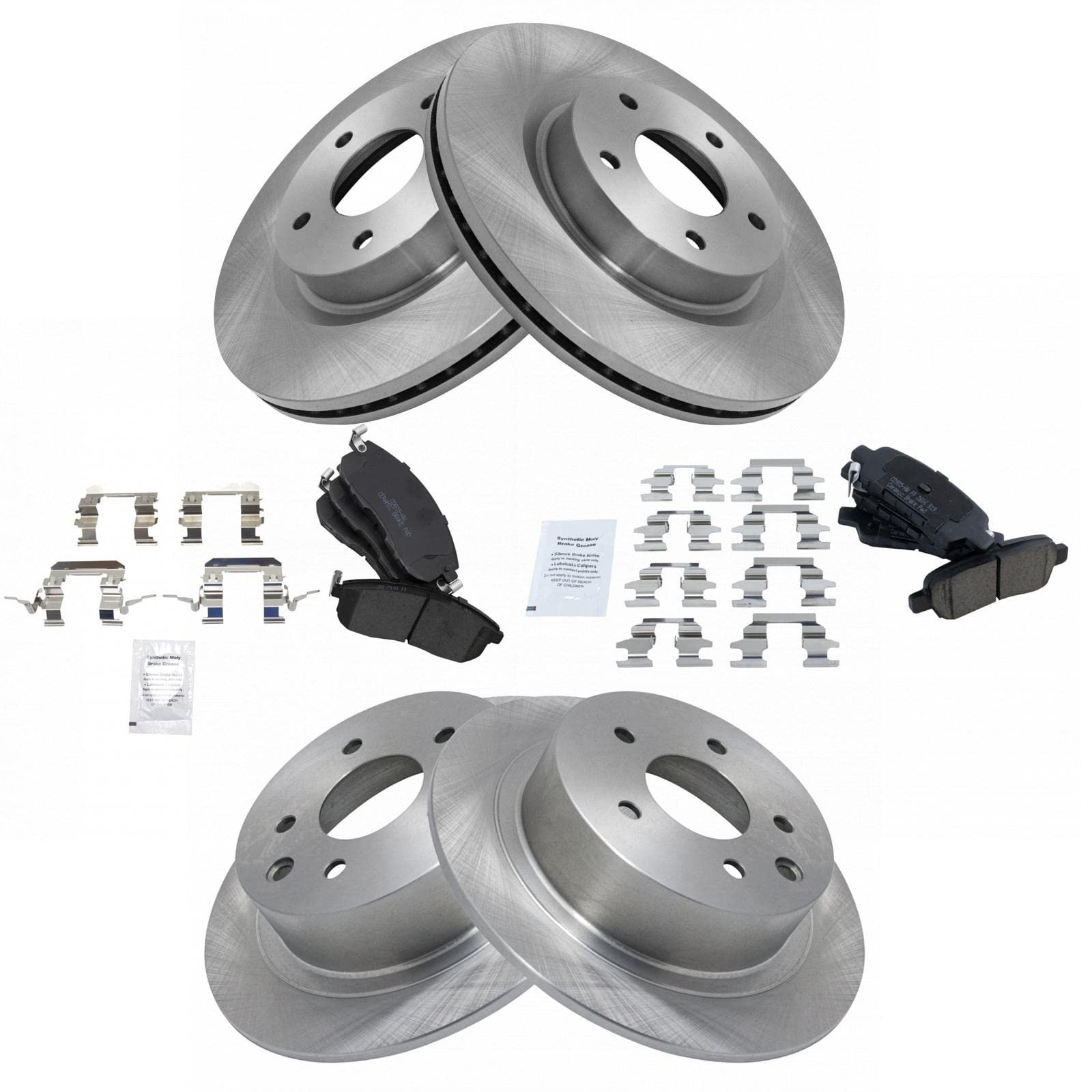 Trq Front And Rear Brake Pad & Rotor Kit Brake Pads Brake Rotor Ceramic Compatible With 2009-2013 Nissan Altima