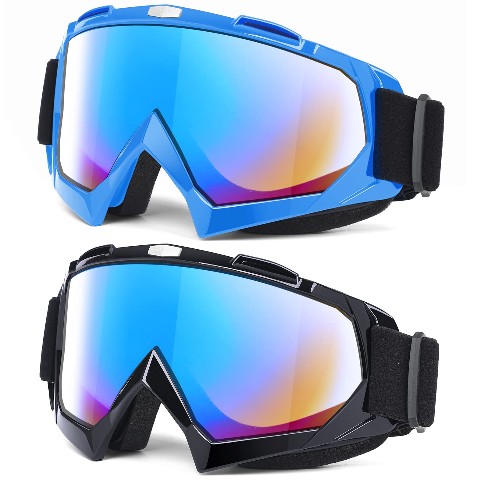 Mambaout Adult Off-Road Goggles, Wide Vision Motorcycle Goggles (2-Pack) for Men & Women