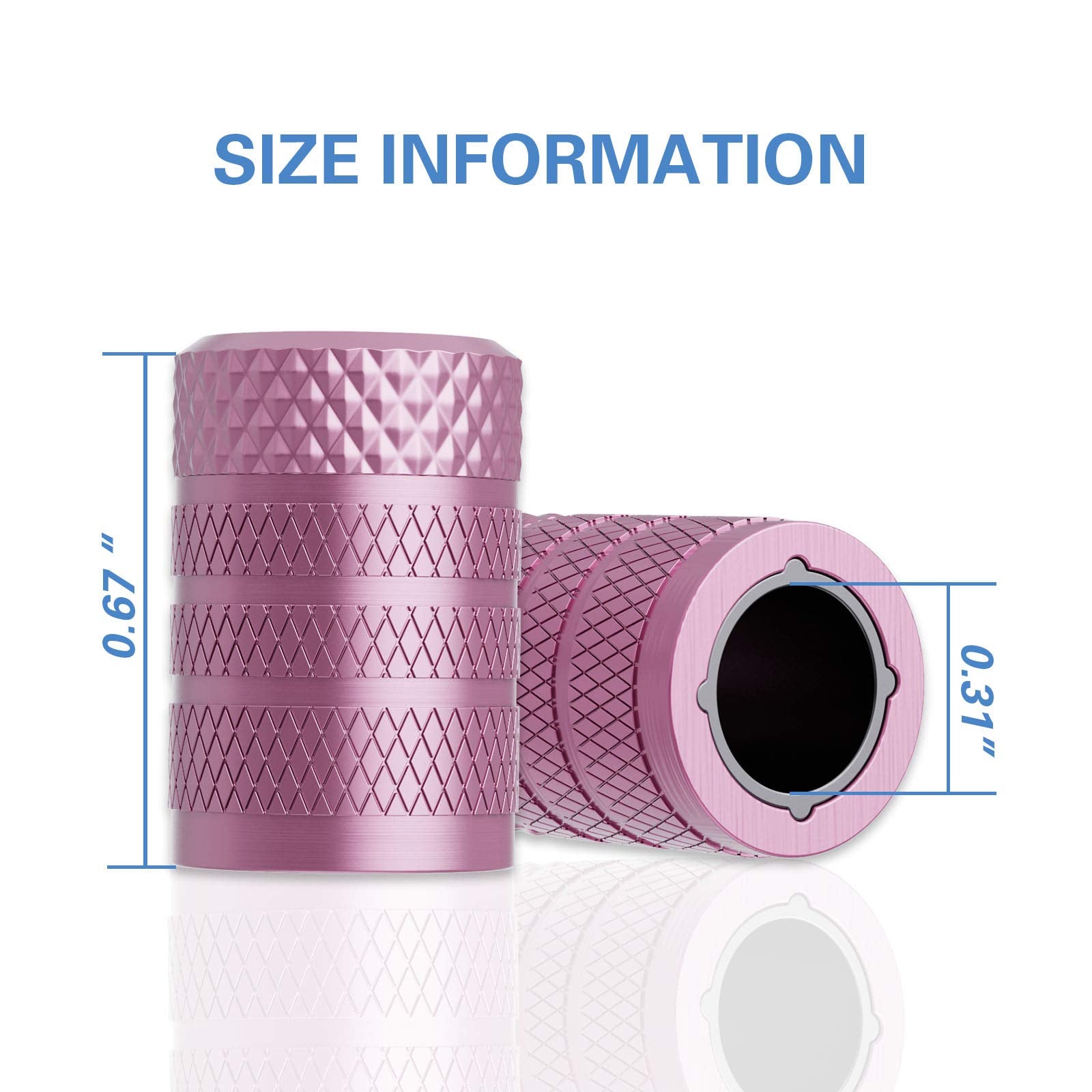 Ckauto Tire Valve Stem Caps, Pink, 10 Pcs/Pack, Anodized Aluminum Tire Cap Set, Corrosion Resistant, Universal Stem Covers For C