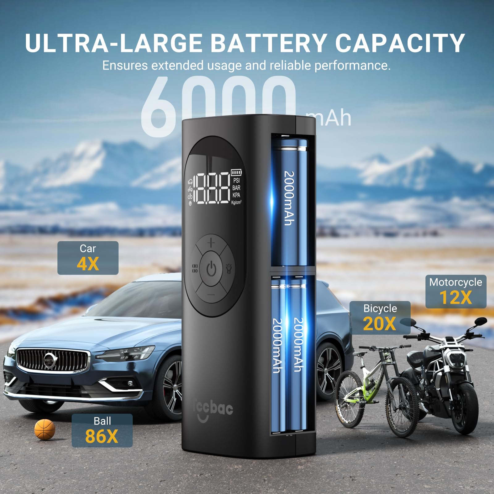 Tire Inflator Portable Air Compressor For Car,With Car Power Adapter Kit (2-Pack)