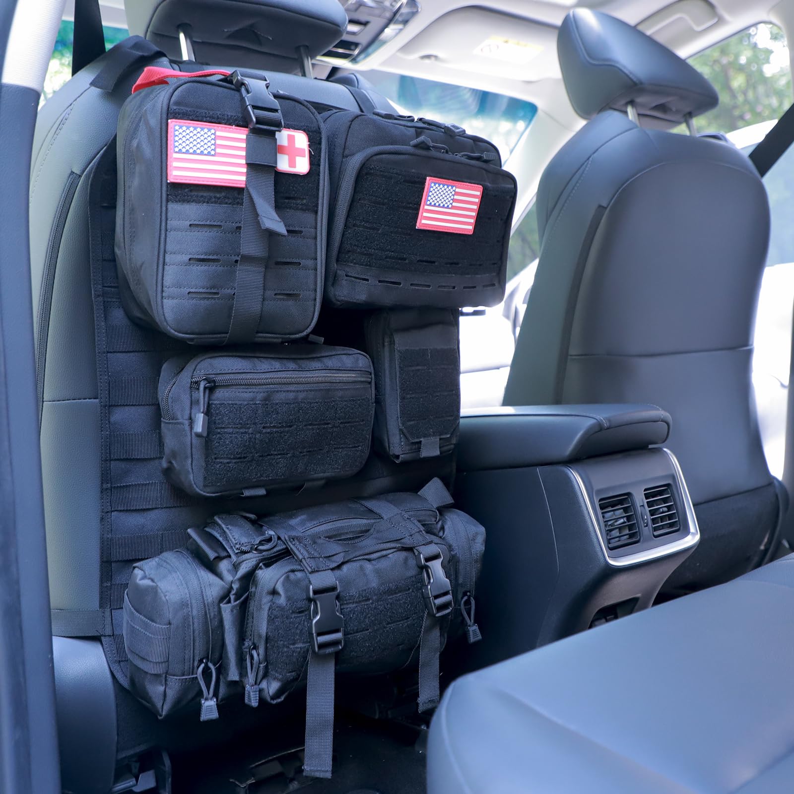 Universal Tactical Car Seat Back Organizer Bag Tactical Molle Vehicle Organizers Panel Vehicle Protector Organizers With 5 Detac