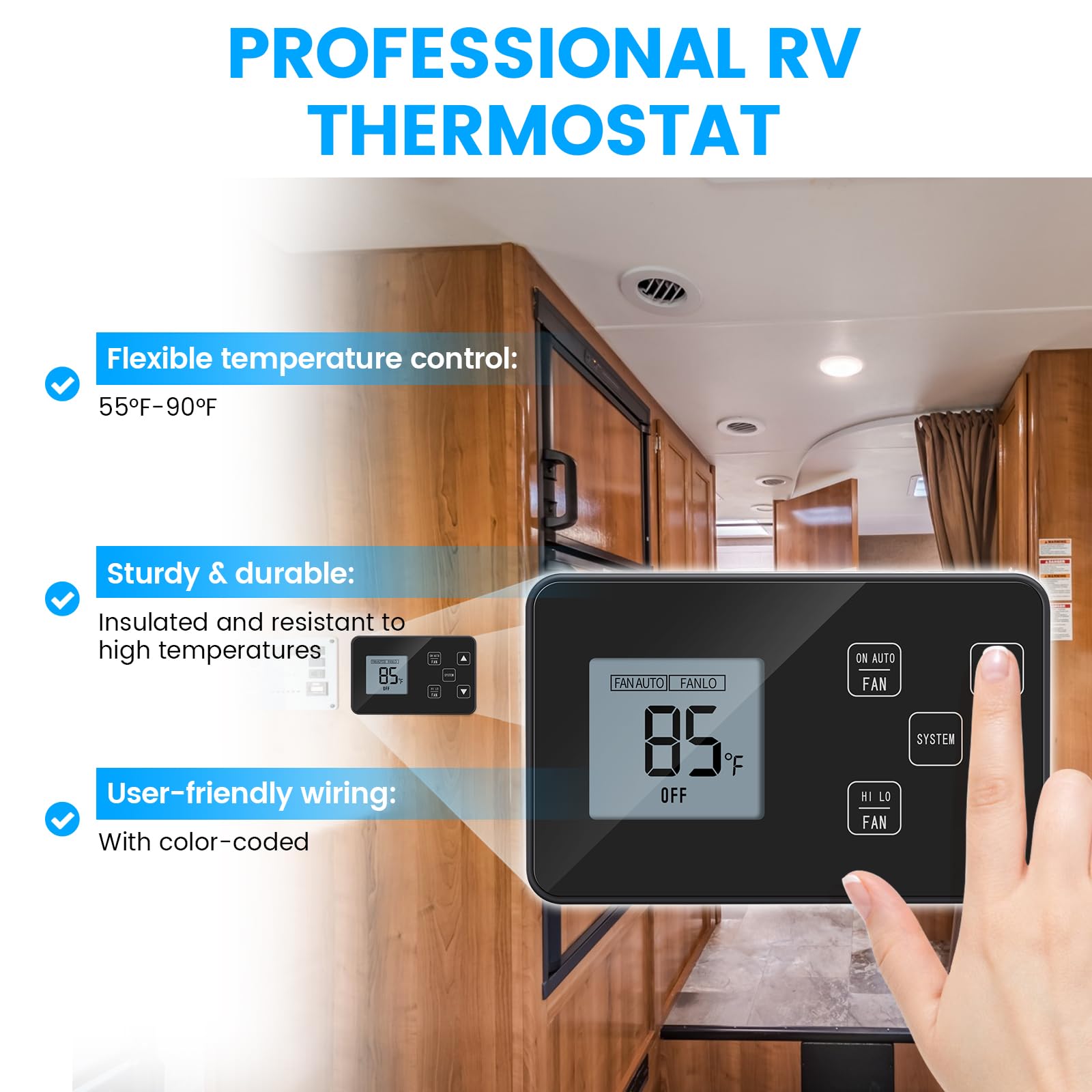 Briidea Rv Thermostat Compatible With Coleman 7330 * 335*, 7330 * 385*, 7330 * 336* Series, Camper Thermostat With Digital Lcd S
