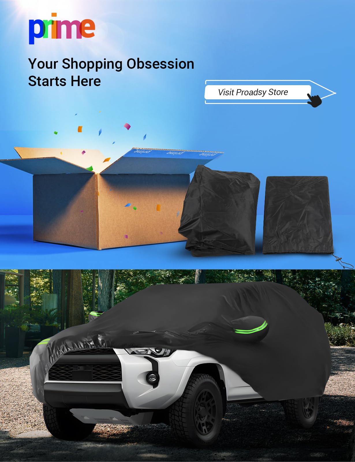 Proadsy 2025 Upgrade Car Cover For Bmw X5 2007-2023 2024 2025,Waterproof All Weather For Automobiles, Windproof Snowproof Rain Hail Sun Uv Protection Full Outdoor Indoor Exterior Car Covers, Black