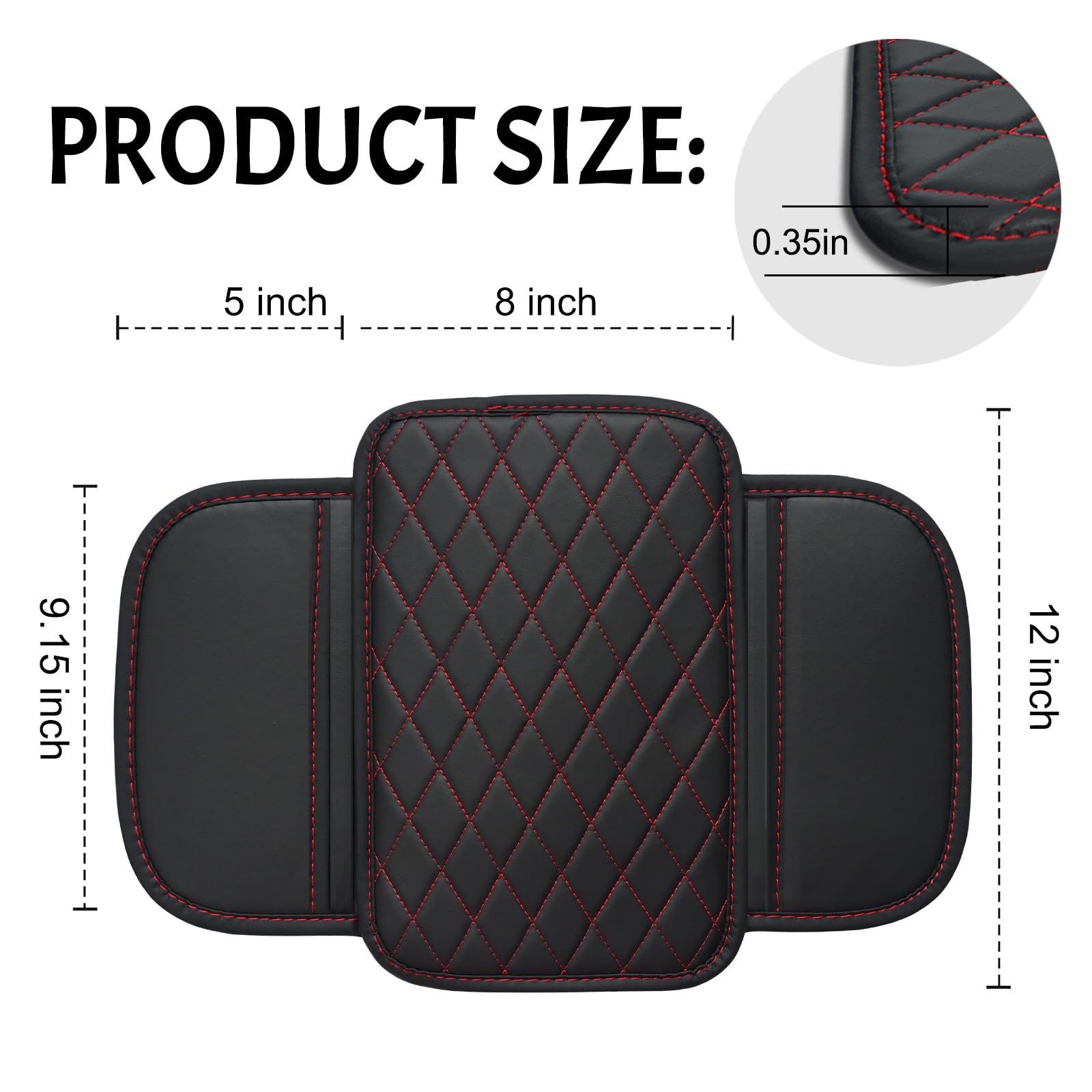 Car Center Console Cover Leather Armrest Cover Cushion With 2 Storage Bags Universal Car Armrest Seat Box Pad Car Interior Acces