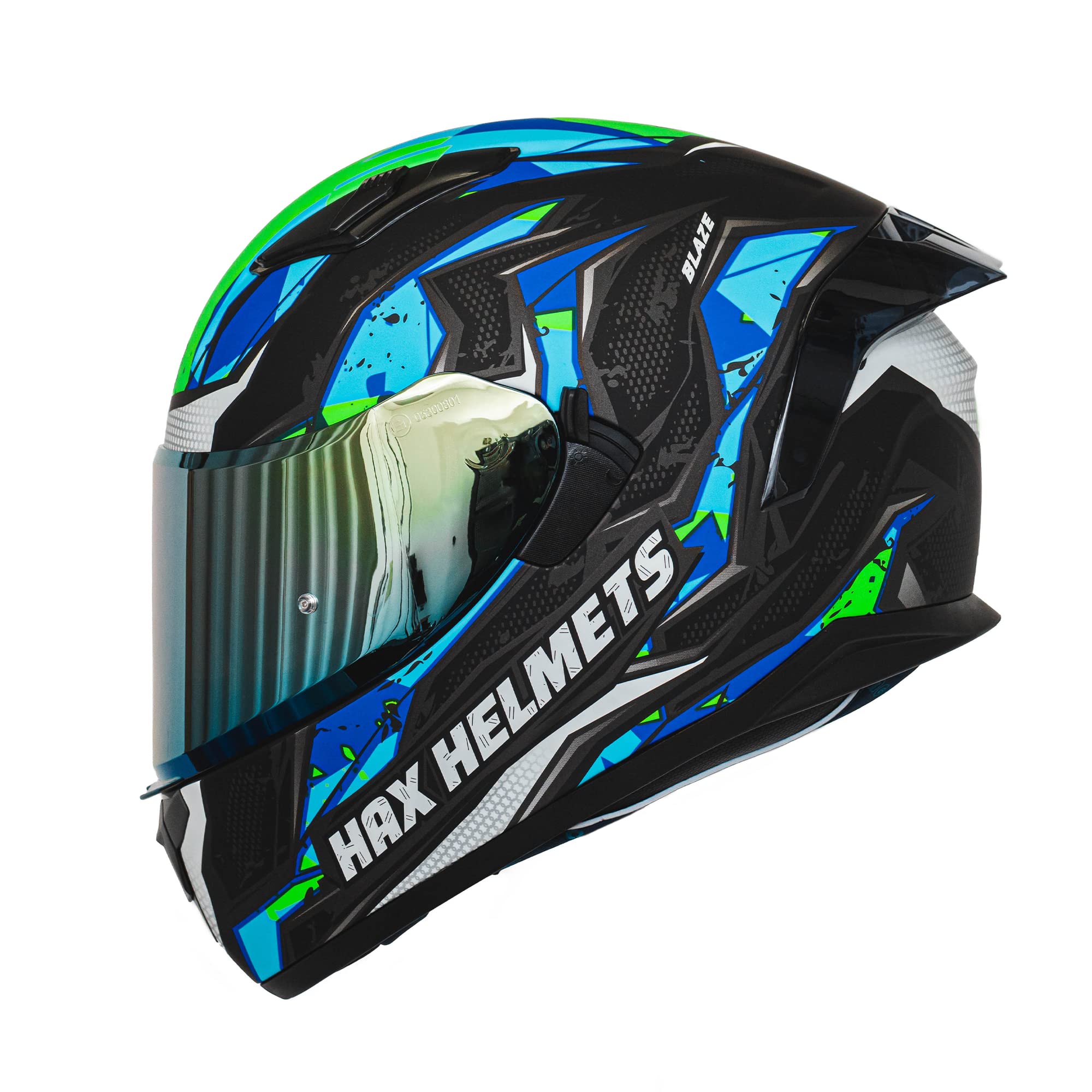 Hax Obsidian Full Face Dual Visor Adult Motorcycle Helmet For Motorbike Street Bike With Pinlock Ready Dot Approved (Blaze Blue,Xl)