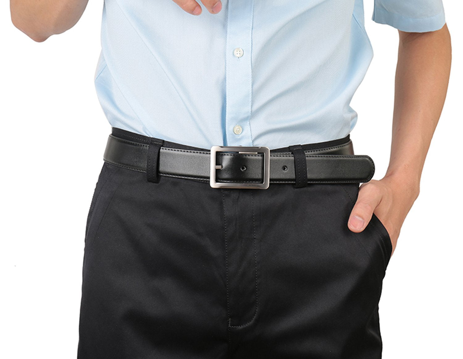 Beltox Fine Men'S Dress Belt Leather Reversible 1.25" Wide Rotated Buckle Gift Box (32-34, Turned Design Buckle)