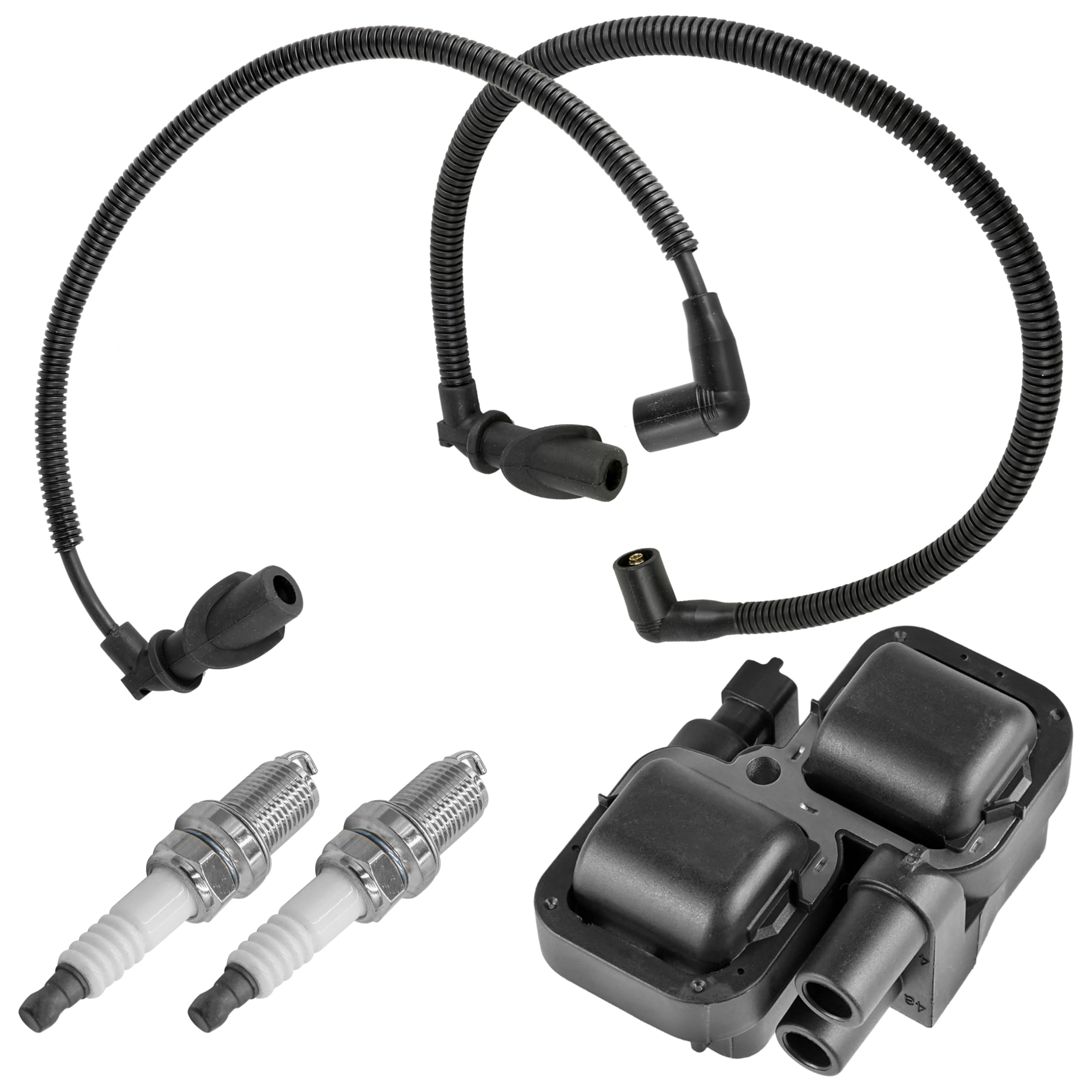 Caltric 2876049 4010425 Ignition Coil with Spark Plug Wire & Cap Compatible with Polaris Ranger 700 XP EFI 4x4 6x6 2006-2009 / S