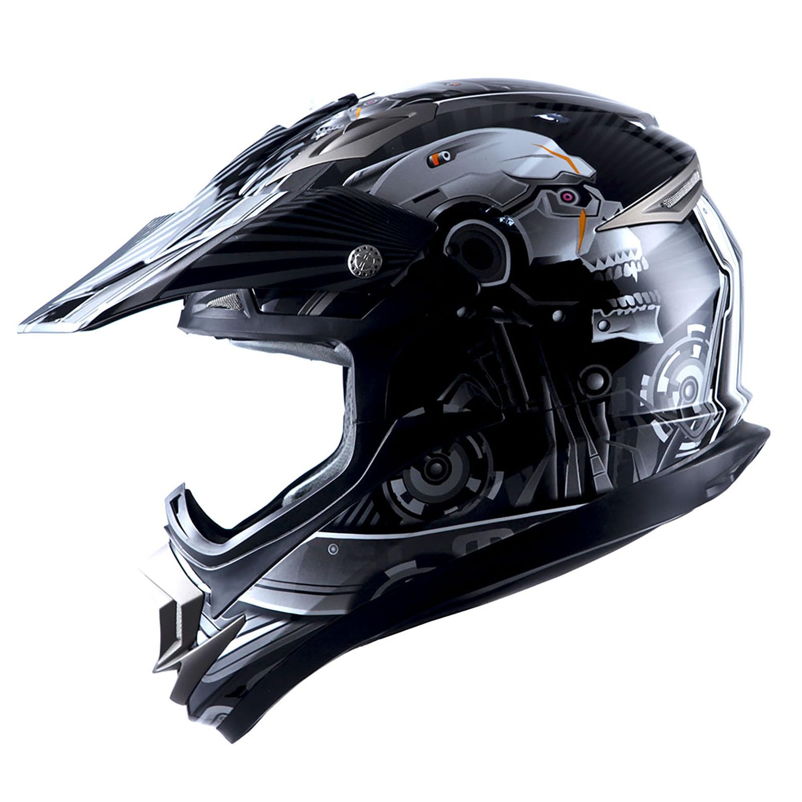 1Storm Adult Motocross Helmet Off Road Mx Bmx Atv Dirt Bike Mechanic Hgxp14B Skull Black