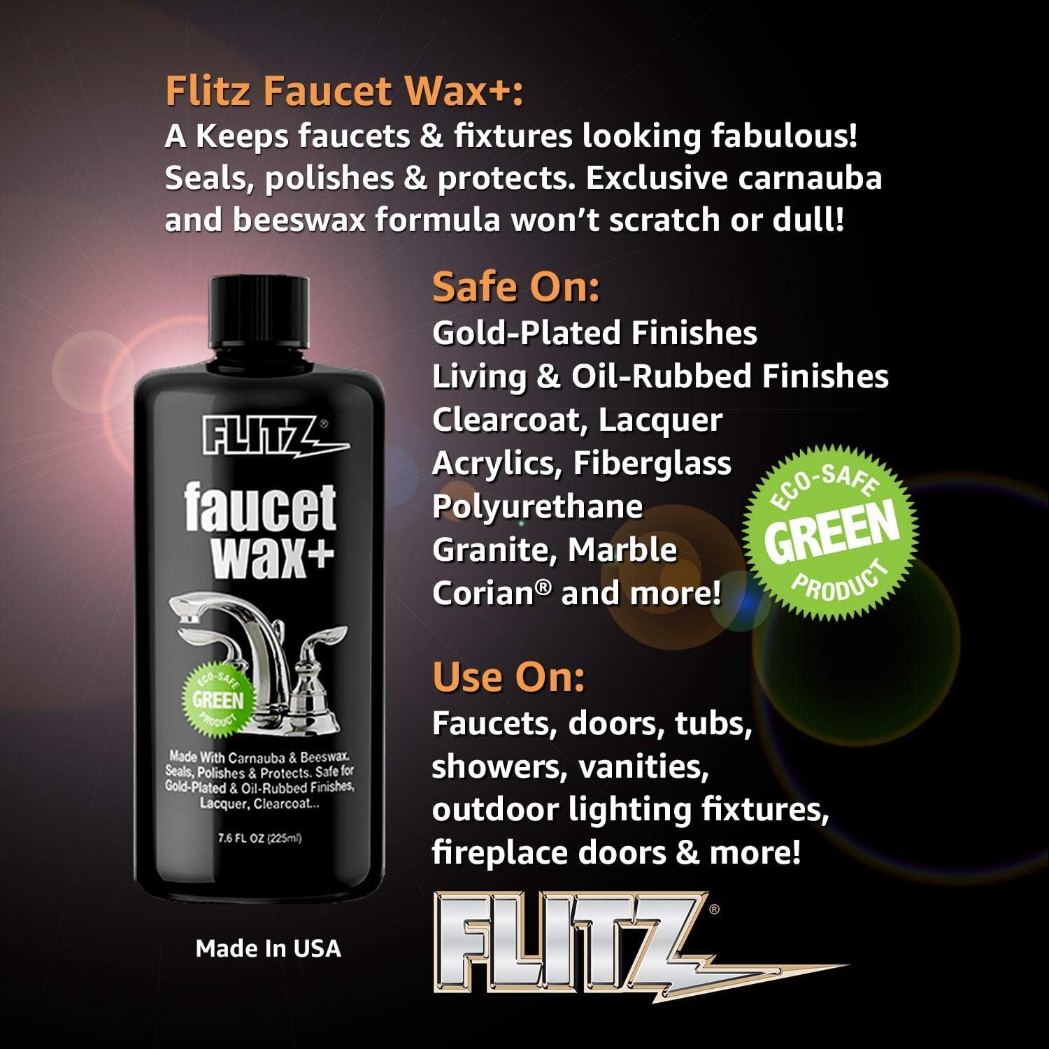 Flitz Faucet Wax, Polish and Sealant Made with Exclusive Carnauba and Beeswax Formula, Leaves No Residue or Scratches, Perfect f