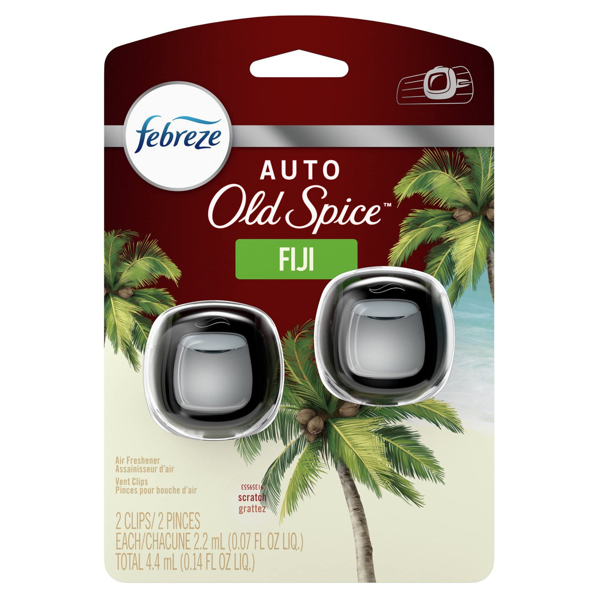 Febreze Car Freshener Vent Clip Old Spice Fiji, Pack Of 2