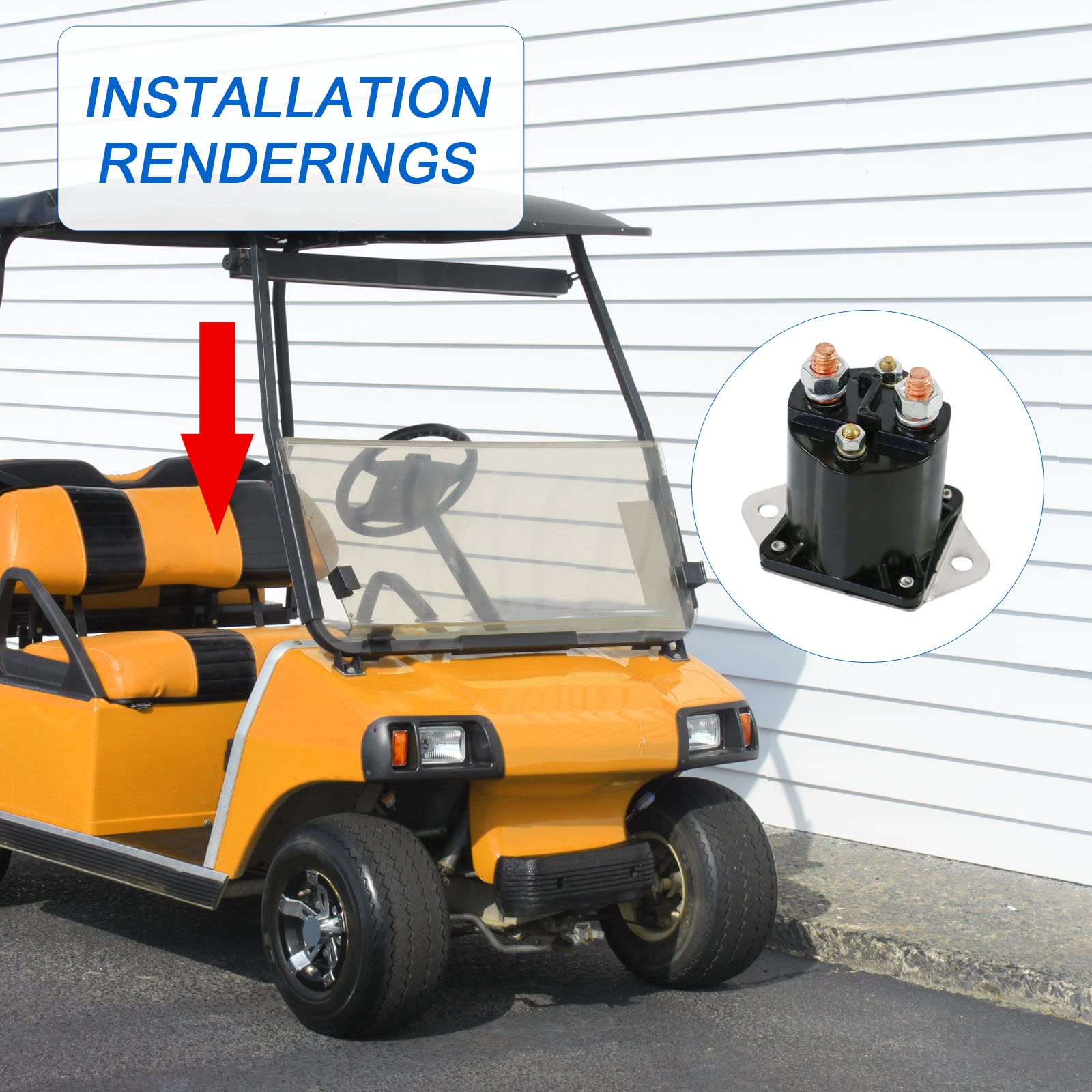 Busidn 36V Electric Golf Cart Solenoid Repalcement For Club Car Ds 1976-1998 4 Terminal Solenoid Club Car Solenoid