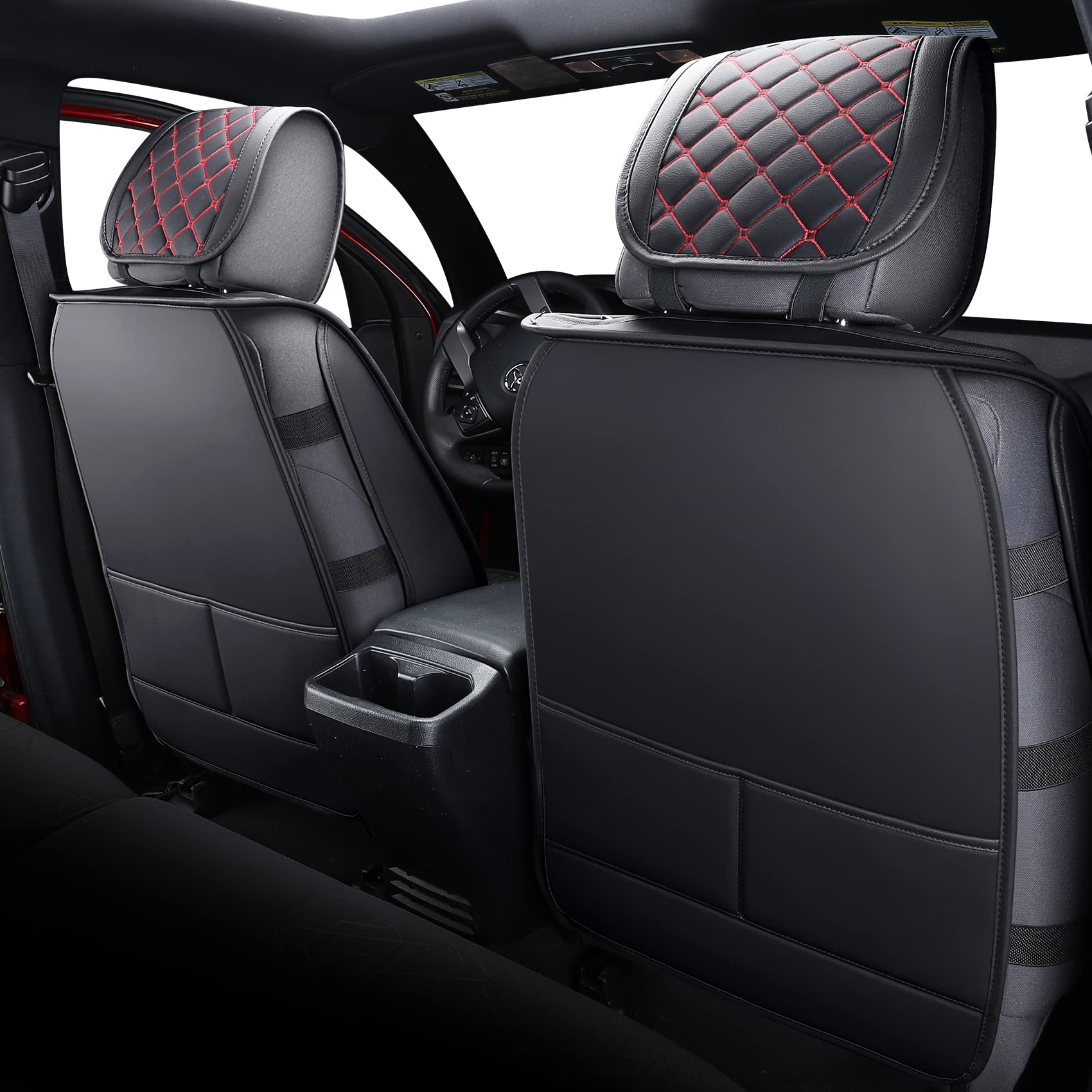 Tomatoman Tacoma Seat Covers Customized For 2005-2024 Sport Extended Sr V6 Pickup Trd, Waterproof Faux Leather Car Cushions(2 Pcs Front, Black-Red)