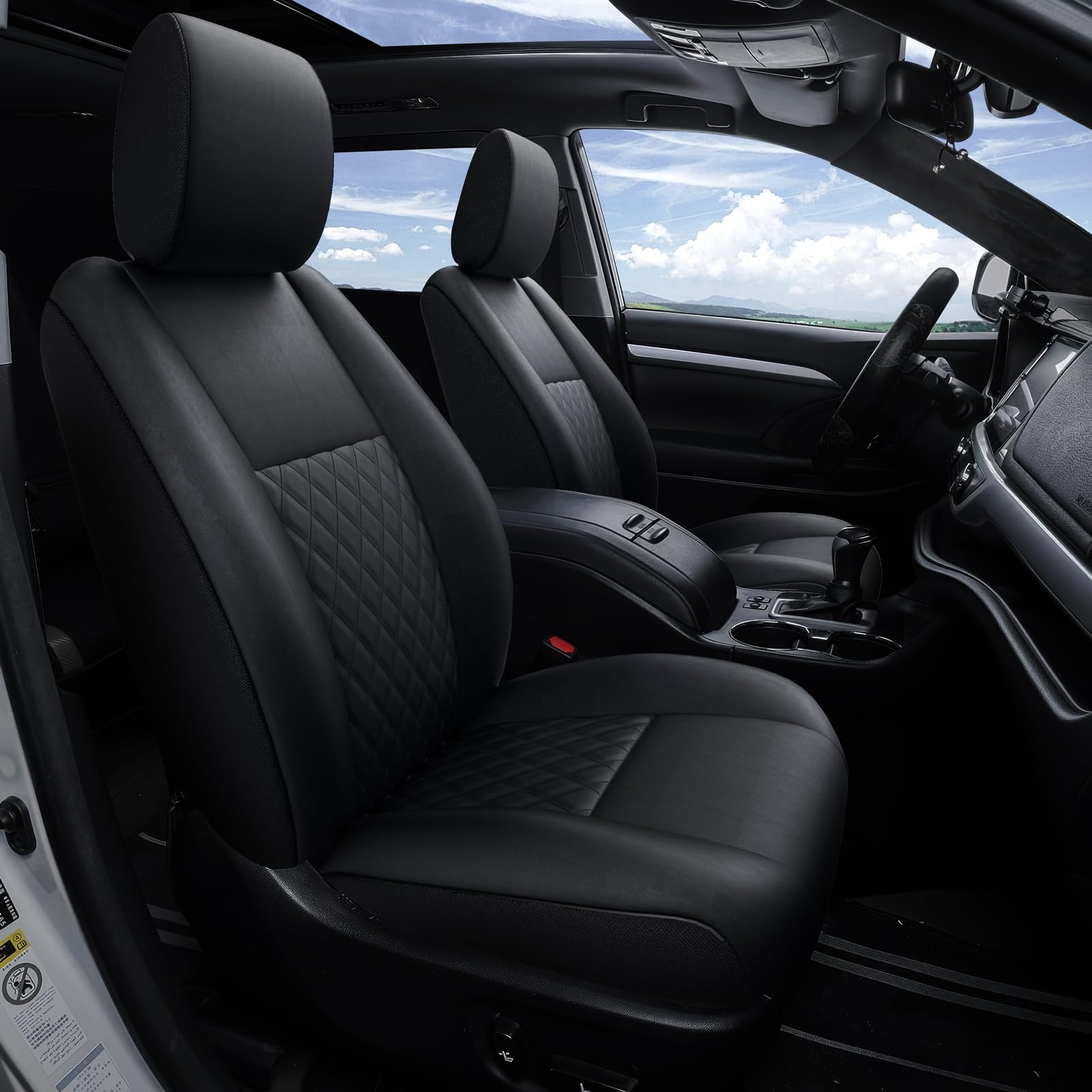 GIANT PANDA Custom Fit 2 Pack Front Car Seat Covers Fit for Toyota Highlander 2015 2016 2017 2018 2019 LE,XLE,Limited,Hybrid, 8 