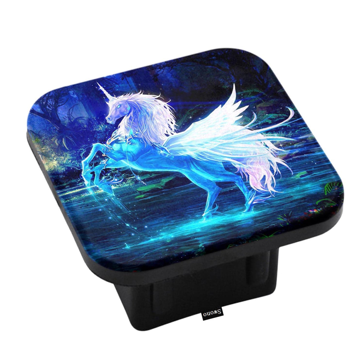 Swono Unicorn Pegasus Hitch Tube Cover Magic Blue Unicorn Horse Jungle River Night Trailer Hitch Cover Tube Plug Insert Car Acce