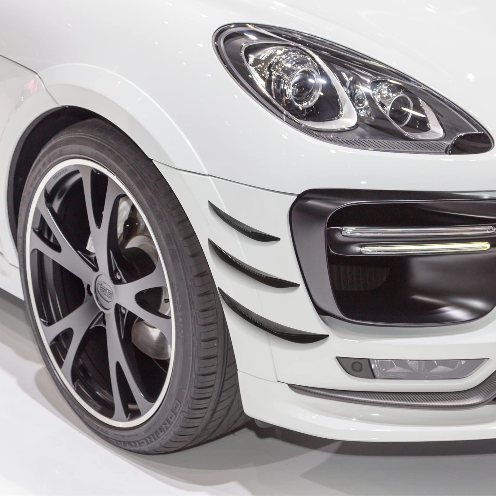 12 Pcs Universal Car Spoiler Canards Kit Front Bumper Lip Splitter Car Exterior Soft Fins Car Canards For Car Body Auto Anti Collision Strip Decoration Decal Sticker Accessories, Carbon Fibre Black