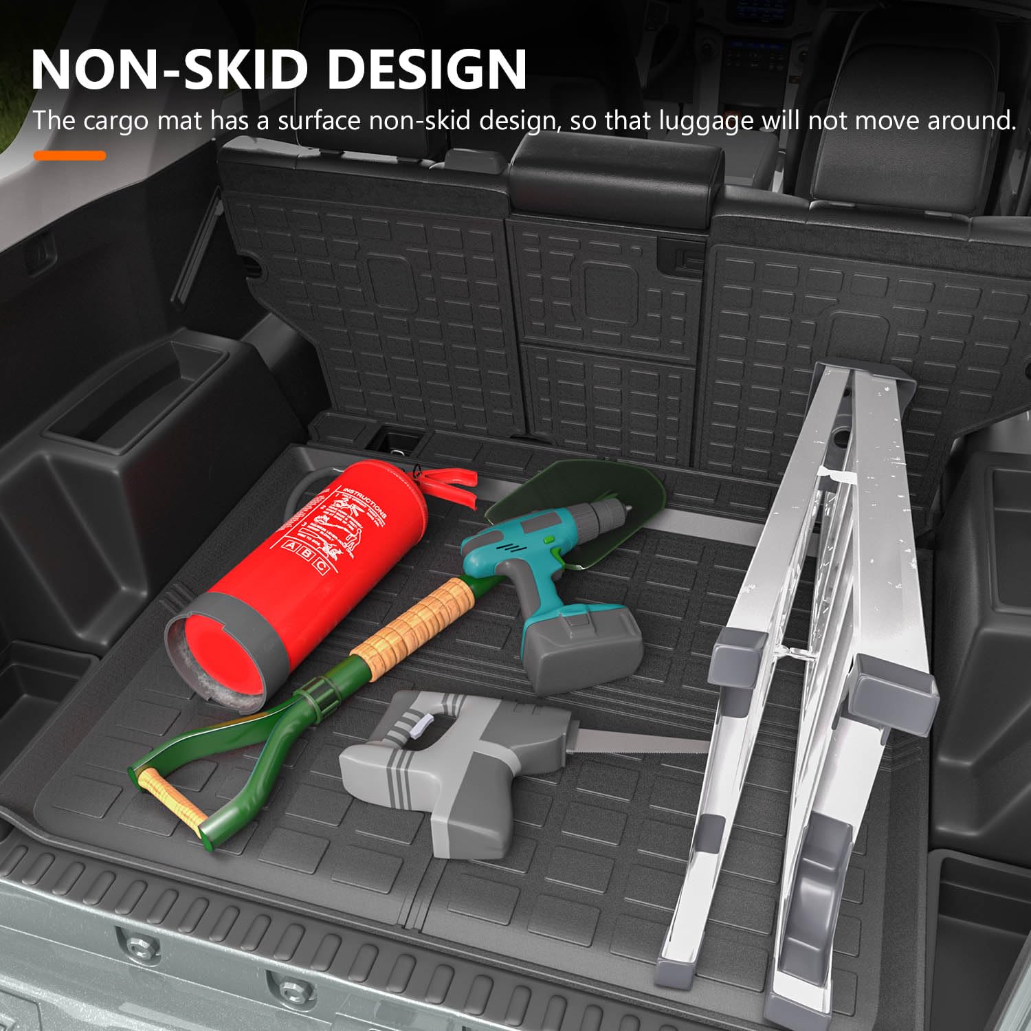 Powoq Cargo Mat Compatible With 2010-2023 Toyota 4Runner Trunk Mat Replacement For 2010-2023 Toyota 4Runner Accessories 5 Seater-No 3Rd Seat (Fit W/Sliding Tray, Rear Backrest Mats+Rear Trunk Mat)