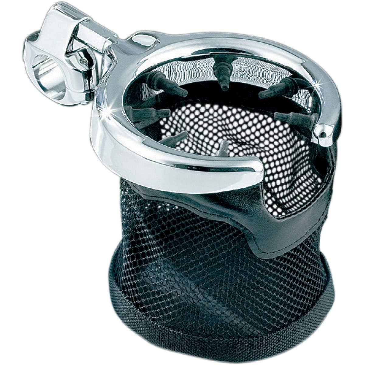 Kuryakyn 1422 Motorcycle Handlebar Accessory: Drink/Cup Holder with Mesh Basket, Universal Fit for Motorcycles with 1 Diameter B