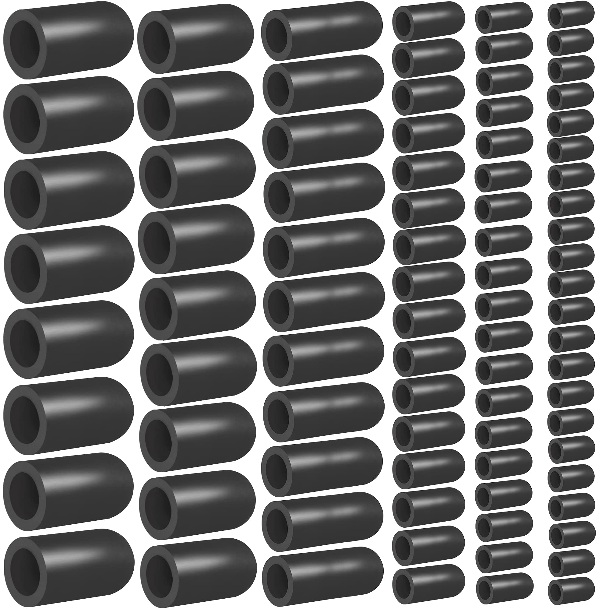 80PCS Vacuum Hose Caps, Connector Assortment 6 Sizes Black Rubber Cap, Automotive Topomatic Replacement Parts for Carburetor Vac