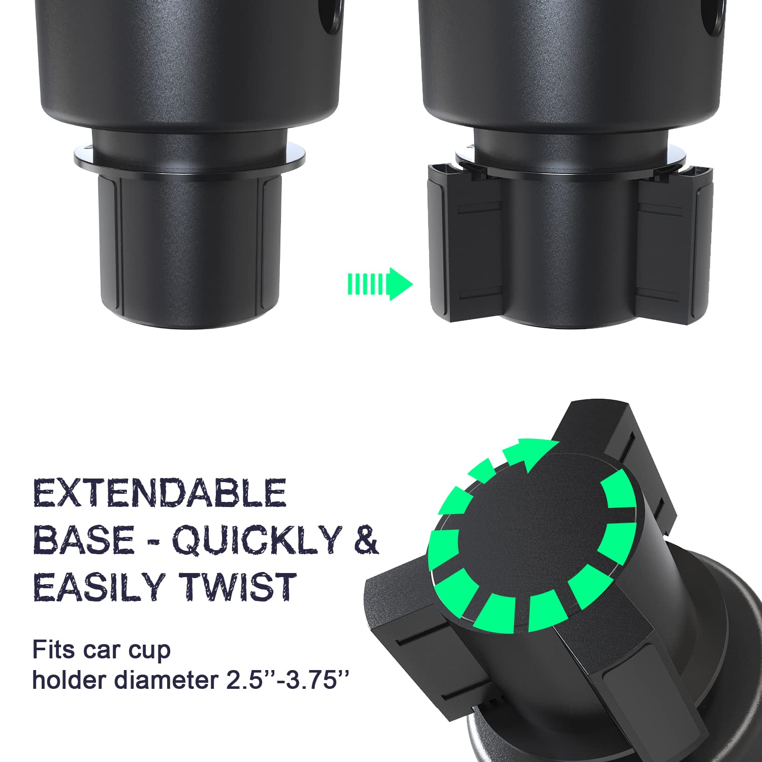 Seven Sparta Car Cup Holder Expander&Tray For Compatible With Yeti 20/26/30 Oz, Hydro Flasks 32/40 Oz, Nalgenes 30/32/38/48 Oz,