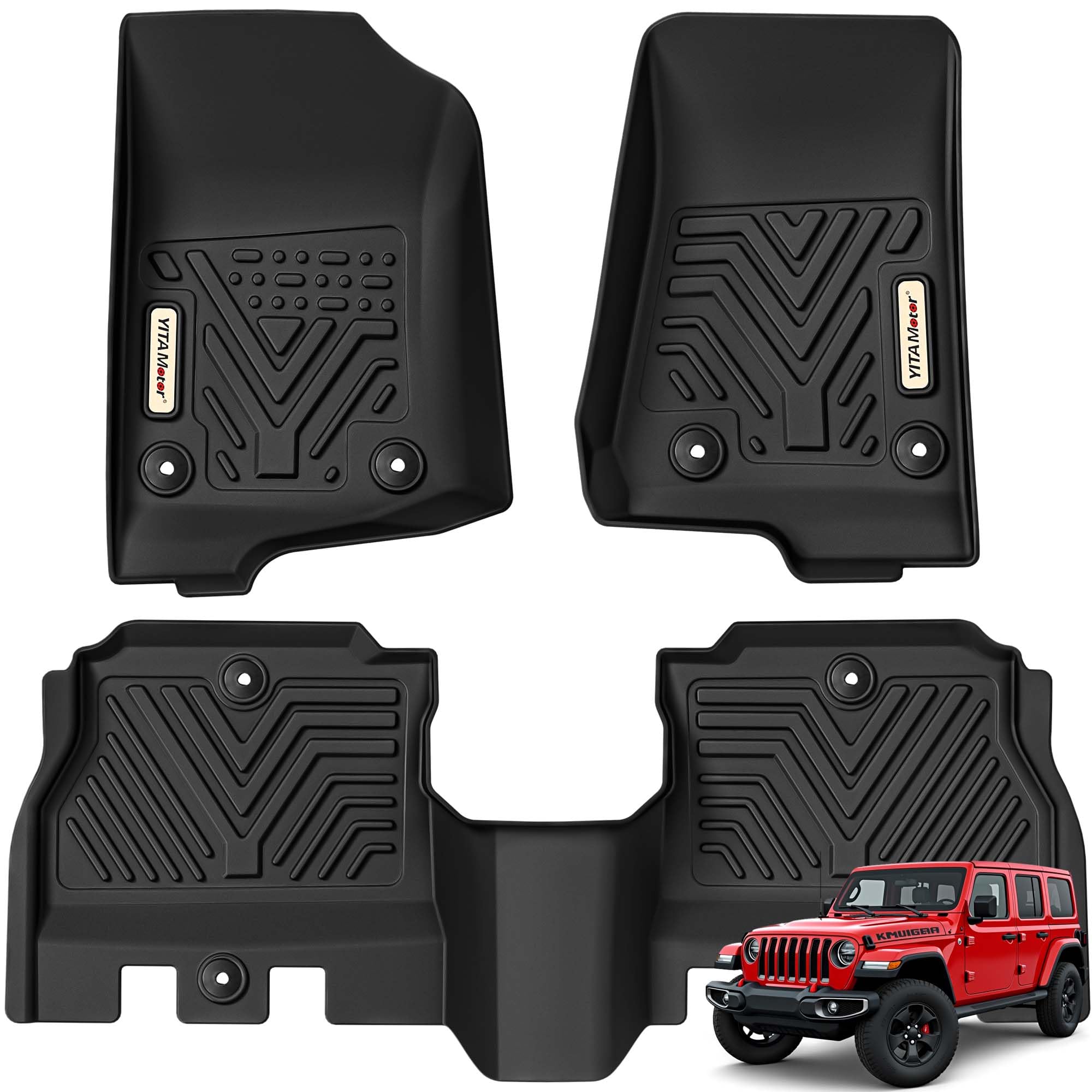 Yitamotor Floor Mats Fit For 2018-2025 Jeep Wrangler Jl Unlimited 4-Door, Jeep Wrangler Jl, Tpe Custom Fit Floor Liners 1St & 2N