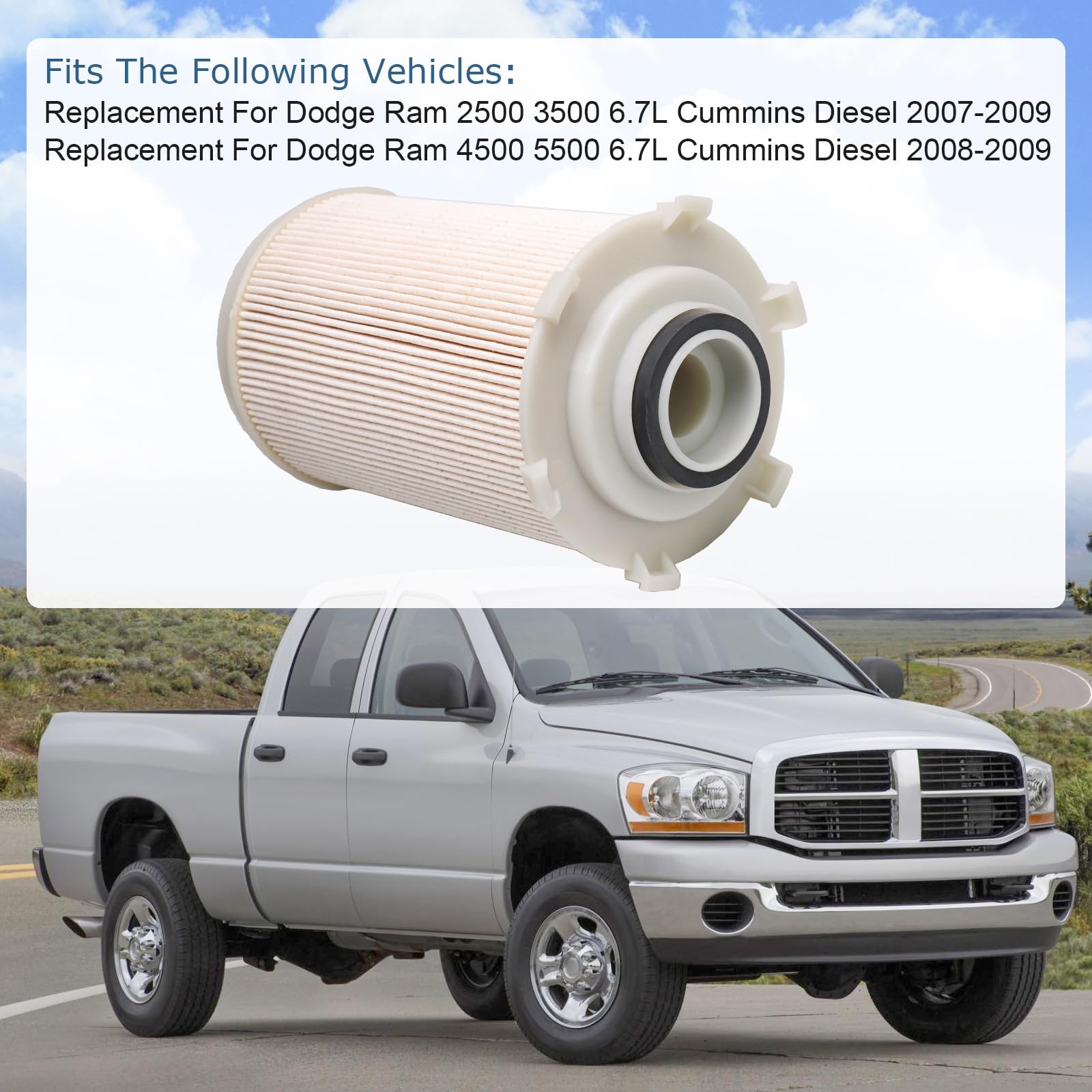 Carmocar Fuel Filter Water Separator 68061634Aa Repacement For 2007-2009 Dodge Ram 2500 3500 6.7L Cummins Diesel, 2008-2009 Dodg