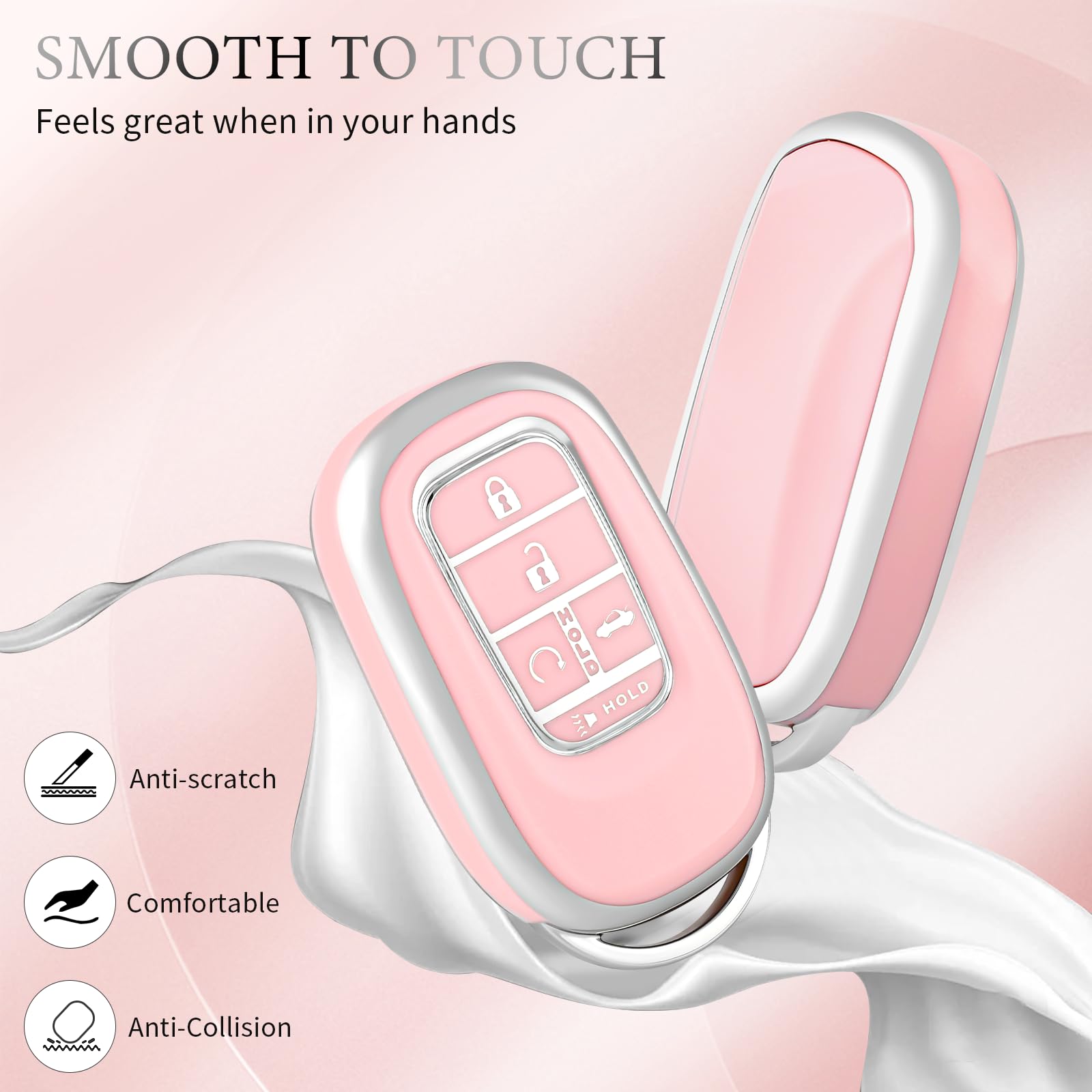 OFFCURVE Key Fob Cover for Honda, Special Car Key Case Compatible with 2022 2023 Honda Civic Accord HR-V CR-V Pilot Sport SI EX