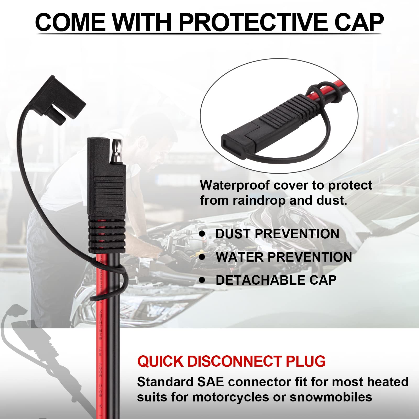 Igreely Sae Extension Cable 10Awg Sae To Sae Quick Disconnect Wire Harness Sae Connector Solar Panel Extension Cable For Trollin