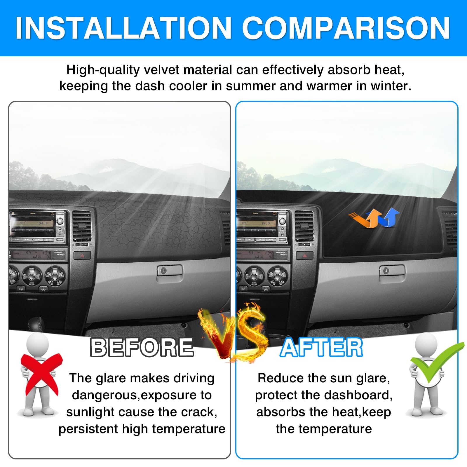 Autorder Dashboard Cover Mat For Toyota 4Runner 2003 2004 2005 2006 2007 2008 2009 Accessories Dash Cover Upgrade Velvet Dash Ma