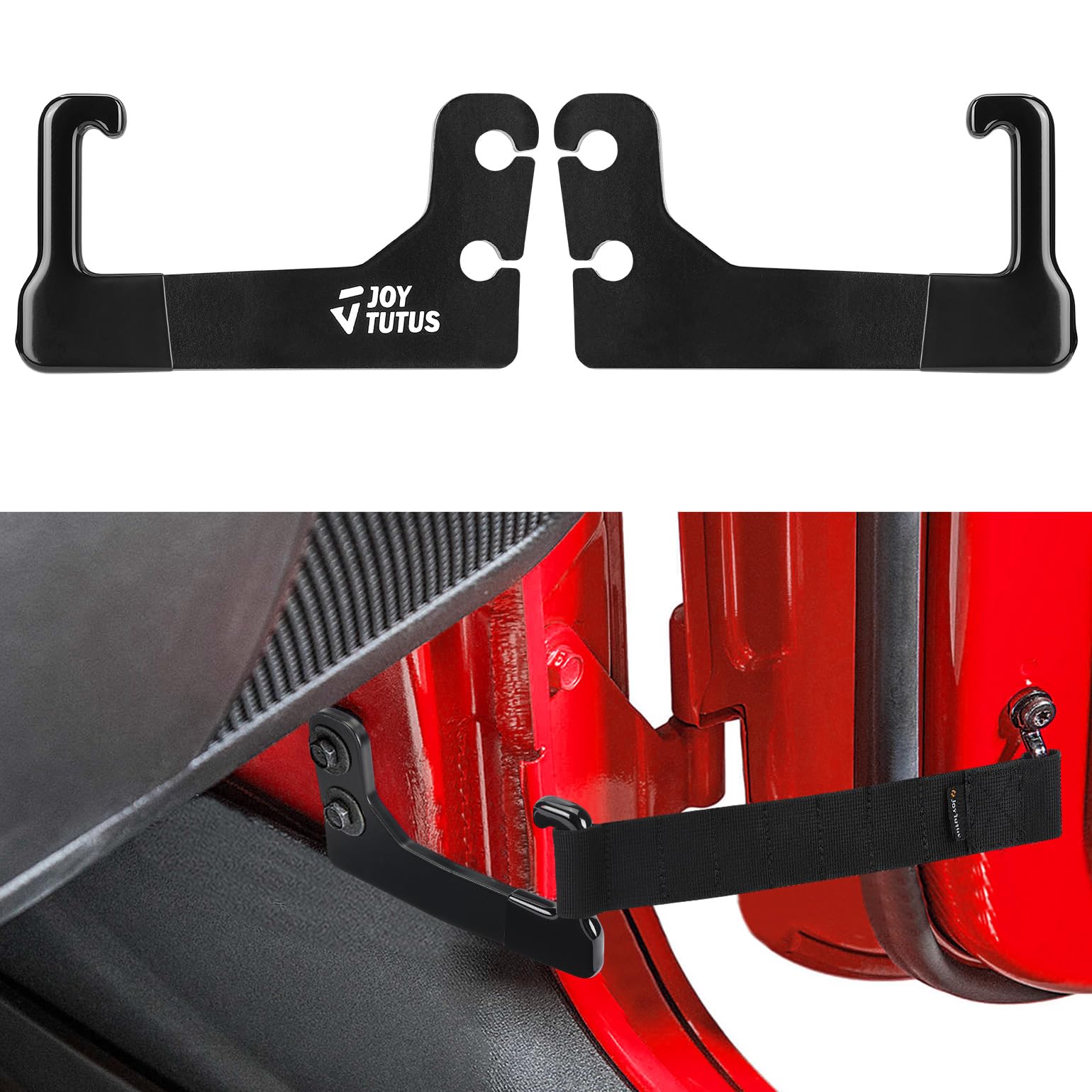 Joytutus Front Door Limiting Straps Extension Brackets Compatible With 2007-2018 Wrangler Jk Jku 2/4 Doors, Heavy Duty With Rubb