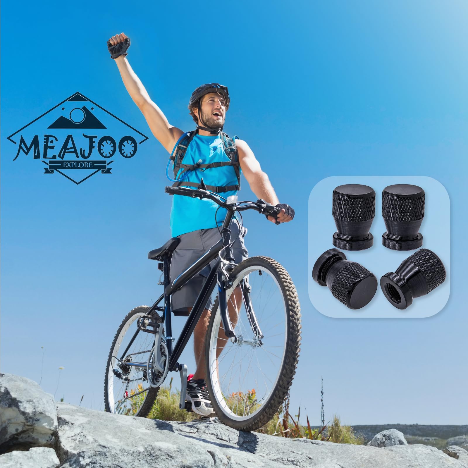 Meajoo 8Pcs Car Tire Valve Stem Caps, Anodized Premium Alloy Air Caps Cover Accessories, Corrosion Resistant Leak-Proof, Univers