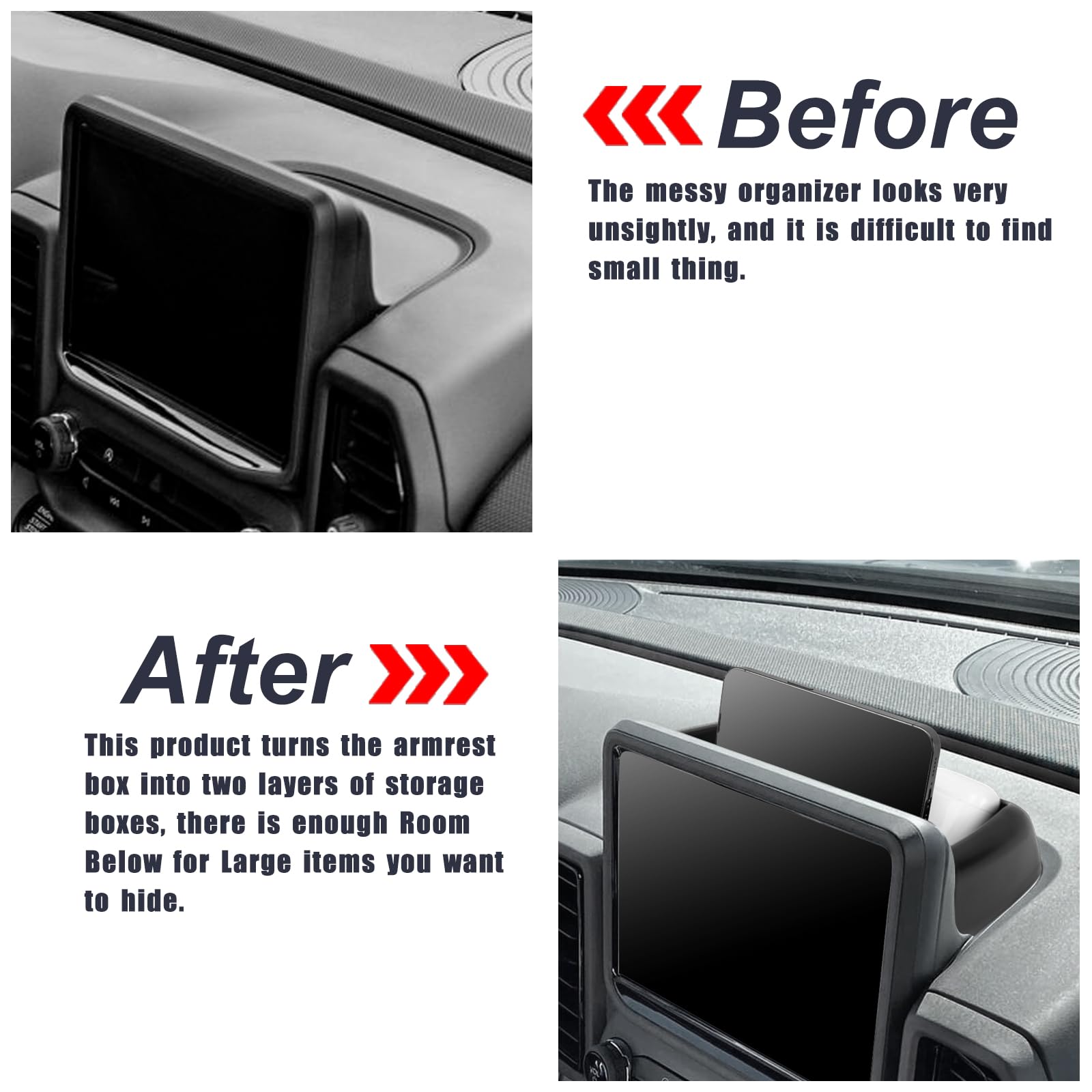 Neepiar Center Console Dash Storage Tray Compatible With 2021 2022 2023 2024 Ford Bronco Sport Cx430 Console Dashboard Organizer