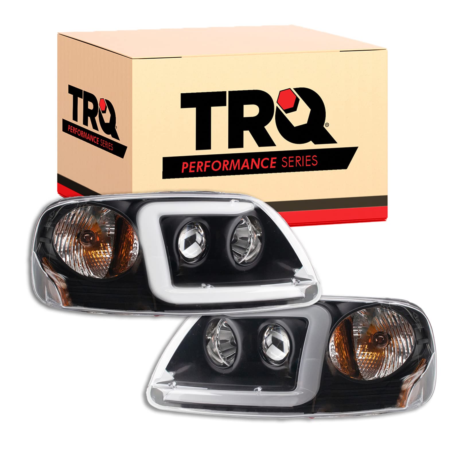 Trq Headlight Assembly Set Headlights Driver & Passenger Side Halogen Compatible With 1997-2002 Ford Expedition 1997-2003 F-150